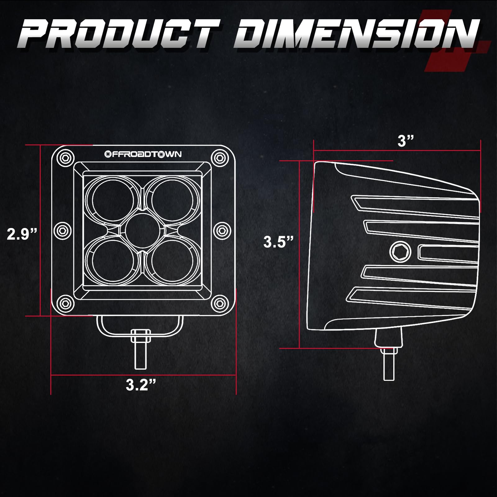 Led Cubes, Offroadtown 2Pcs 3 Inch 100W Cree Led Pods Spot Beam Driving Lights Led Cube Lights Off Road Light Fog Light Reverse