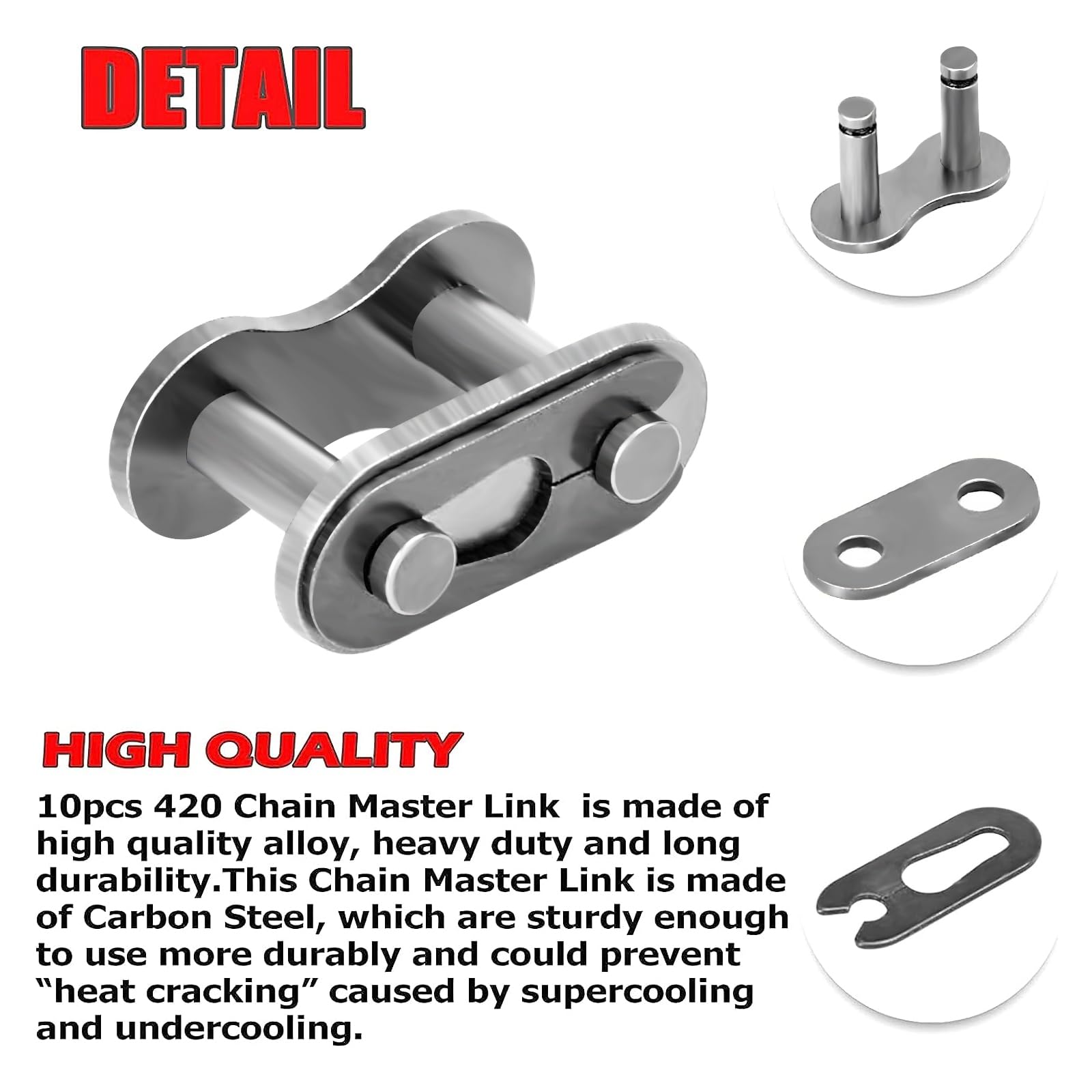 New Olym 420 Chain Master Link Roller Chain Connector Link For 90Cc 110Cc 125Cc Pit Dirt Bike Atv Quad Buggy Pack Of 10