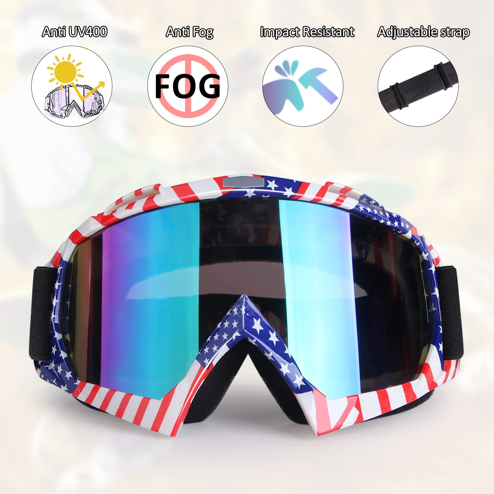 YOHOG ATV Goggles Dirt Bike Goggles Motorcycle Motocross Goggles For Men Women Riding Goggles MX Goggles Bike Powersports Goggle
