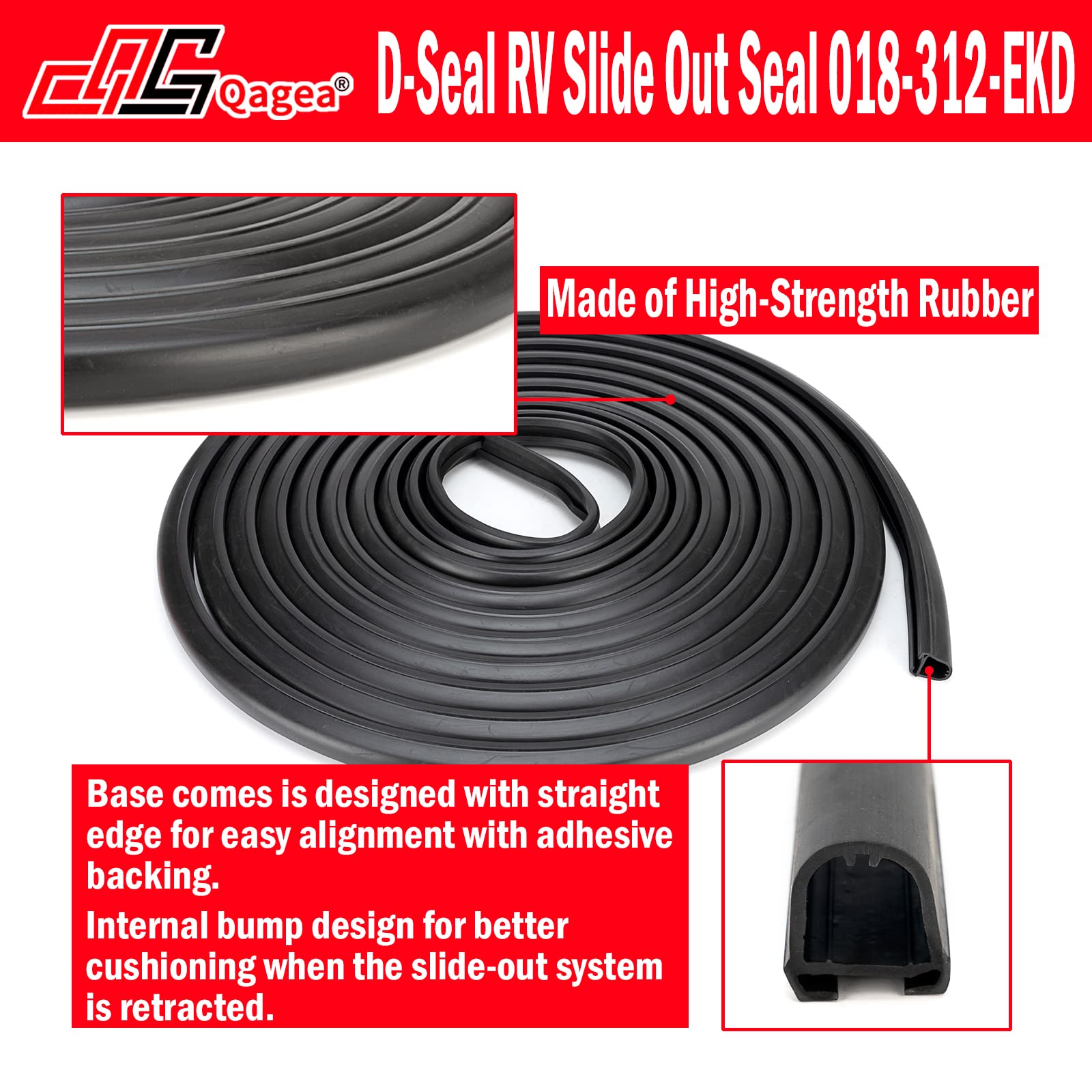D-Seal Rv Slide Out Seal 018-312-Ekd Rv D Seal Wiper Weather Stripping For Slides 1'' X 15/16'' X 35' Camper Slideout System Bla
