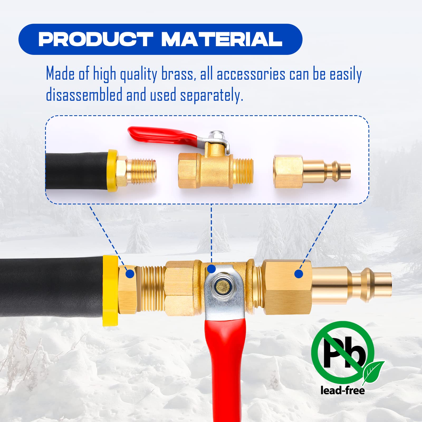 Rv Winterizing Kit With Sprinkler Blowout Adapter, Shut Off Valve - For Winterizing Rv, Camper, Boat, Motorhome Systems