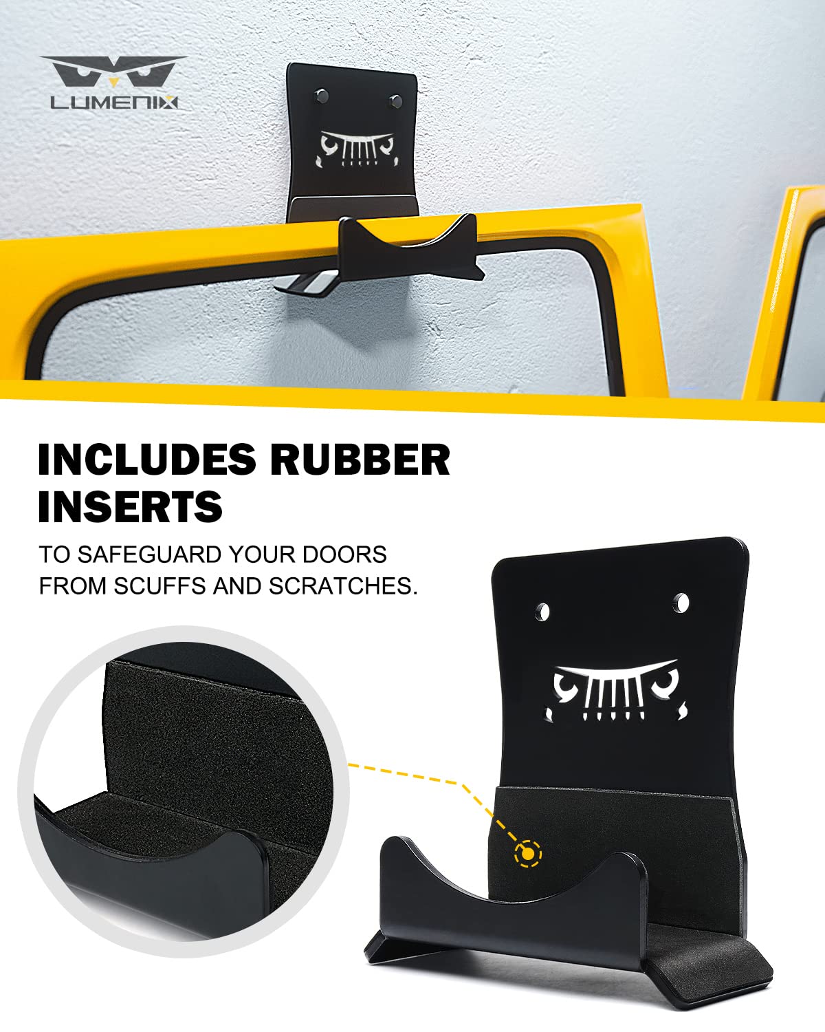 Lumenix Heavy Duty Door Storage Hangers Bracket, Wall-Mount Doors Holder Rack Compatible With 1956-2024 Jeep Wrangler Cj Yj Tj Jk Jku Jl Jlu Lj Jt(4 Pcs, Animal Pattern)