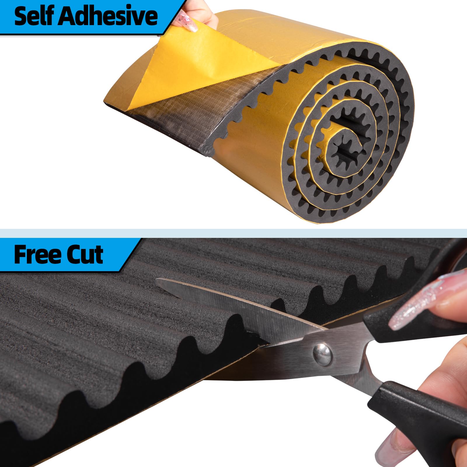 Spurtar Ultra Thick Garage Wall Protector Garage Parking Aid, Self-Adhesive Car Door Protector, Wavy-Mat Wall Padding, Vehicle D