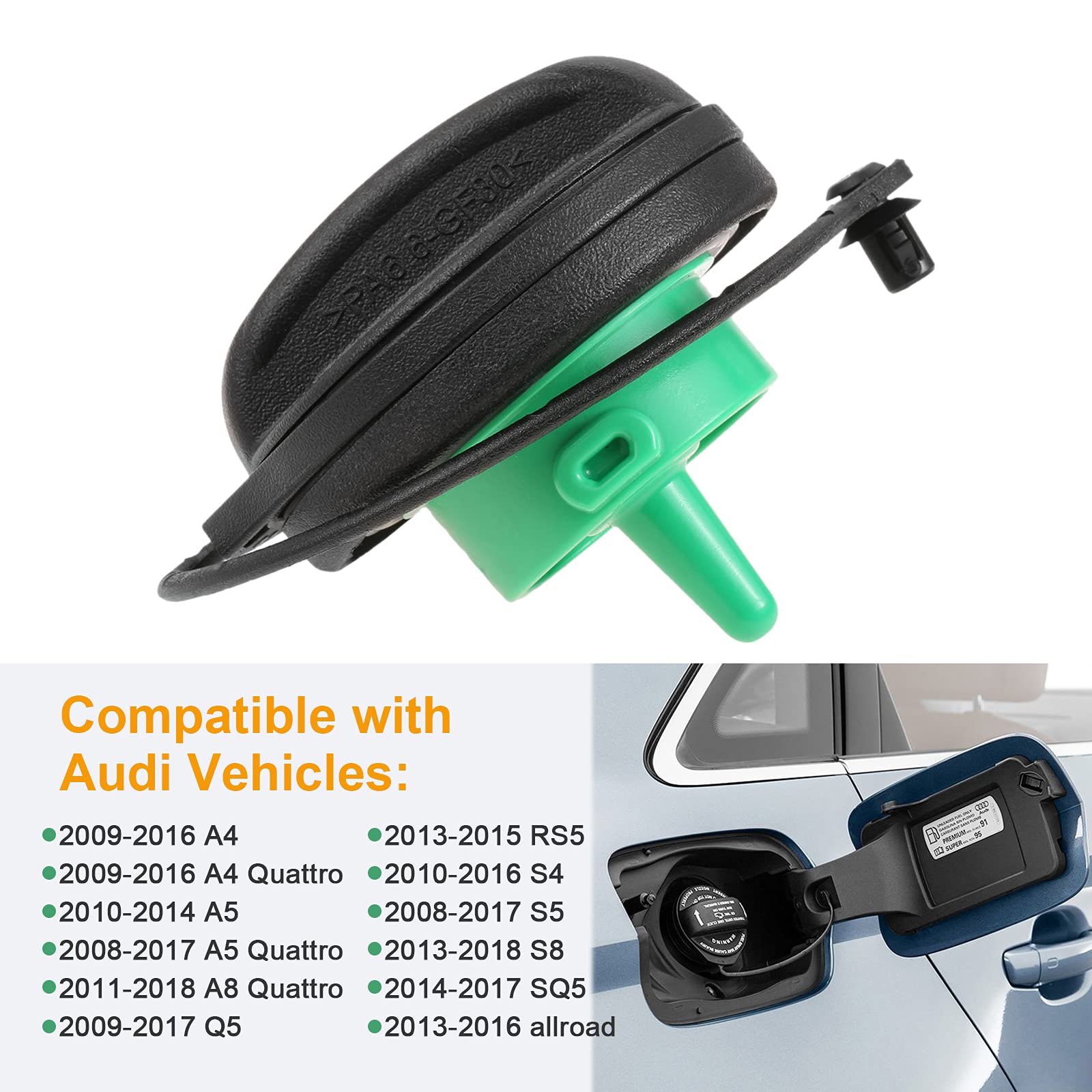 Gas Cap 8K0201550N, Fuel Tank Cap Compatible with Audi - A4 A4 Quattro A5 A5 Quattro A8 Quattro Q5 RS5 S4 S5 S8 SQ5 allroad, Rep