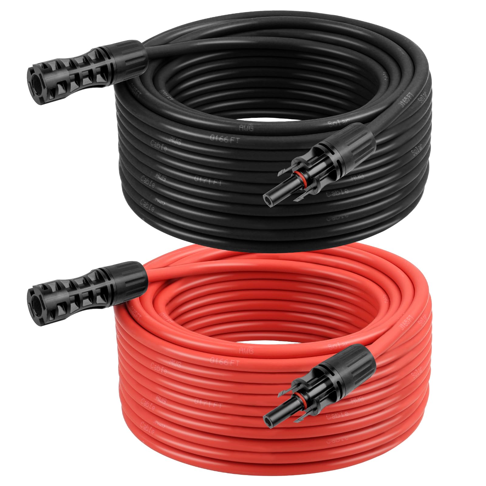 Kimbluth 8 AWG Solar Extension Cable 50FT Black + 50FT Red, 8 Gauge Solar Panel Wire Male to Female Tinned Copper Wire for Solar