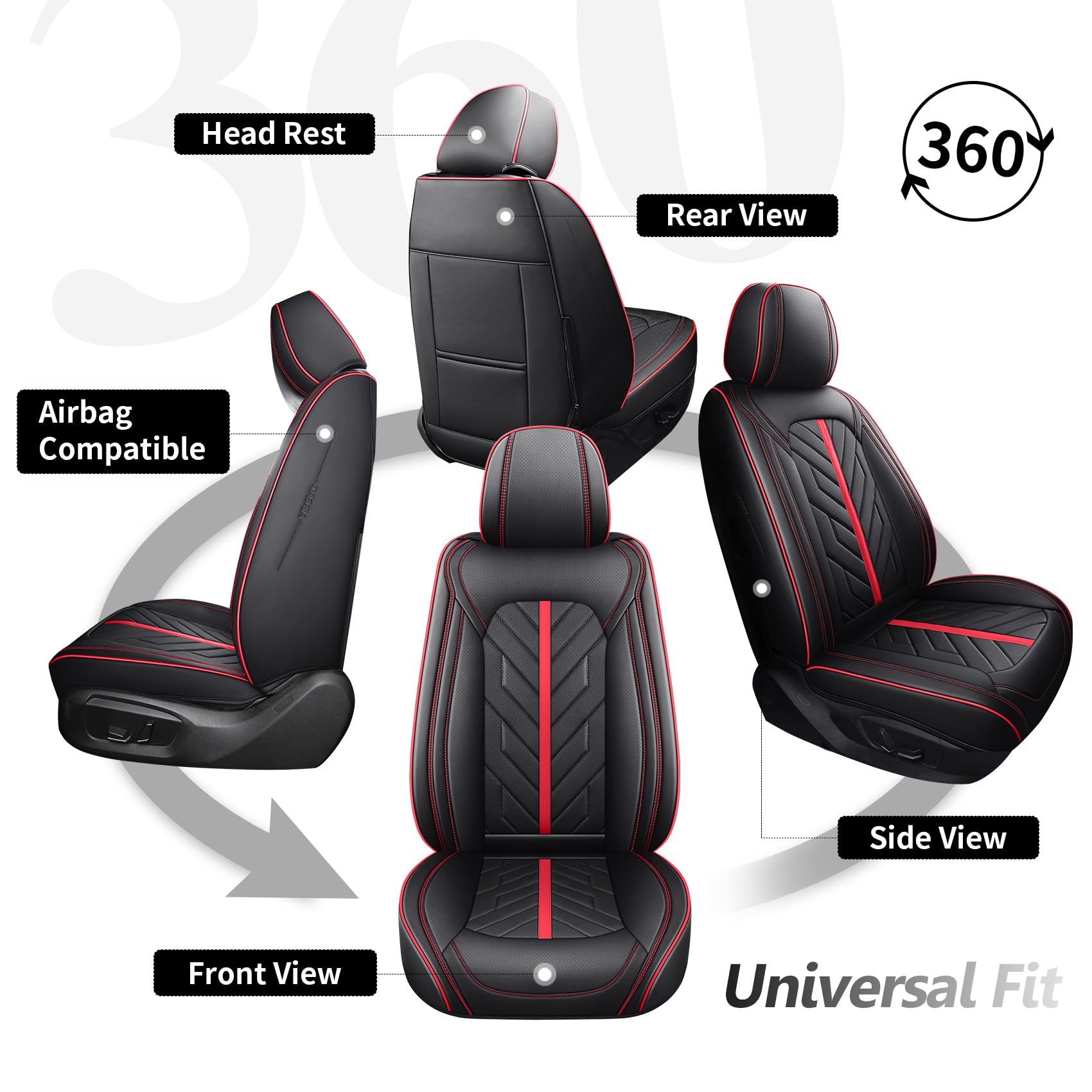 Tomatoman Car Seat Covers Full Set,Universal Automotive Waterproof Leather Vehicle Cushion Full Coverage Protectors Fit for Most