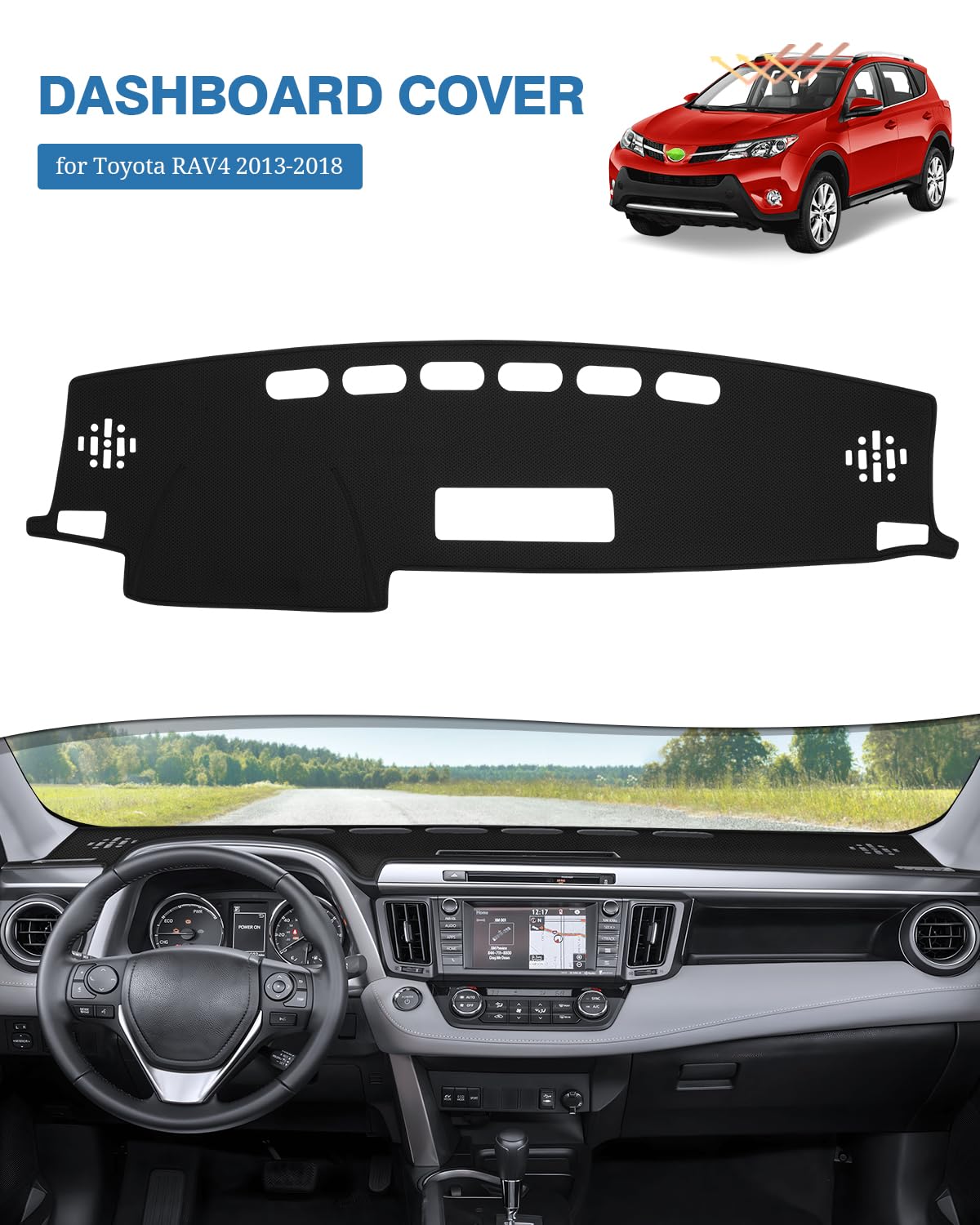 Fiilines Dash Cover Compatible With Toyota Rav4 2013 2014 2015 2016 2017 2018 Dashboard Mat Cover Rav4 Accessories Sunshade Nons