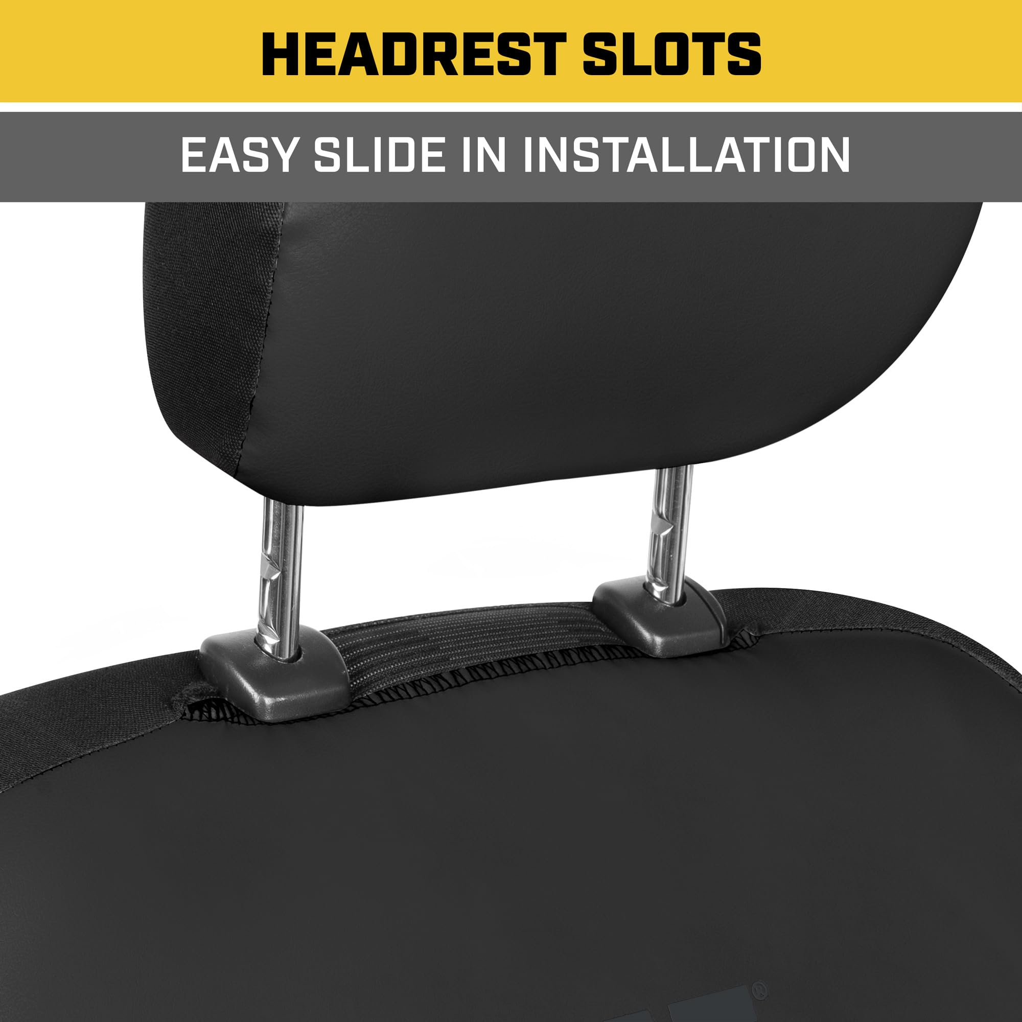 Cat FlexHybrid Car Seat Covers, Black Premium Faux Leather + Mesh Seat Covers for Cars Trucks SUV, Universal Fit Car Seat Covers Front Seats Only, Automotive Interior Covers, Ideal Truck Seat Covers