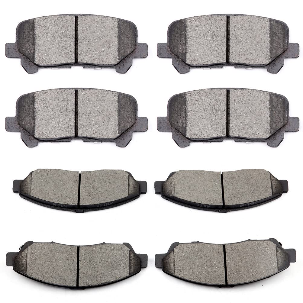 Cciyu D1281 D1280 8Pcs Front & Rear Ceramic Brake Pads Kits 07-13 For Acura Mdx, 10-13 For Acura Zdx, 09-11 For Honda Pilot