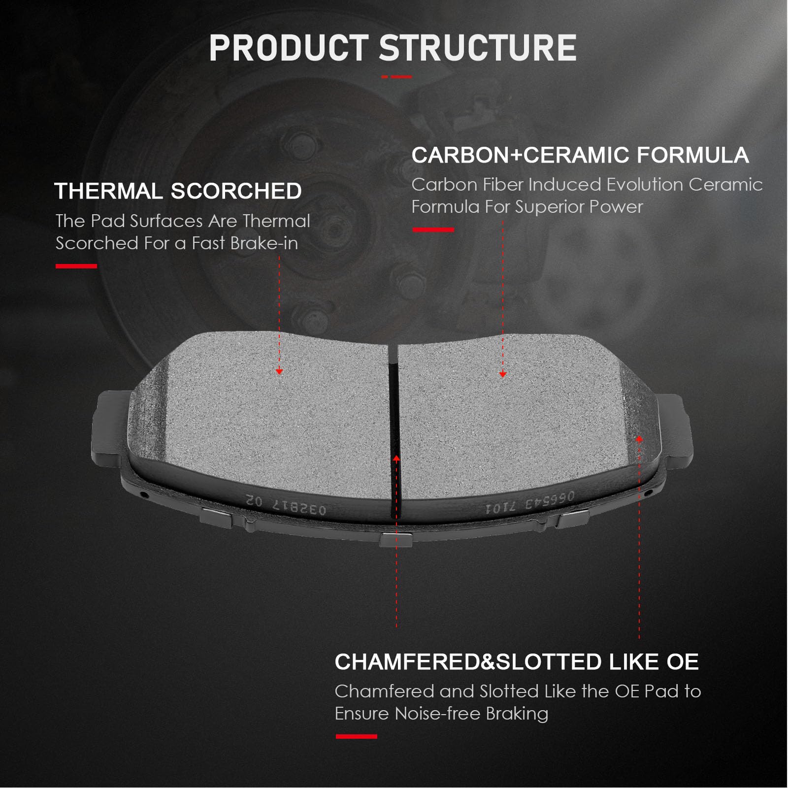Cciyu D1521 Front Ceramic Disc Brake Pads Kit For Acura Rdx 2019,For Honda Crosstour 2012-2015,For Honda Odyssey 2011-2017 4Pcs