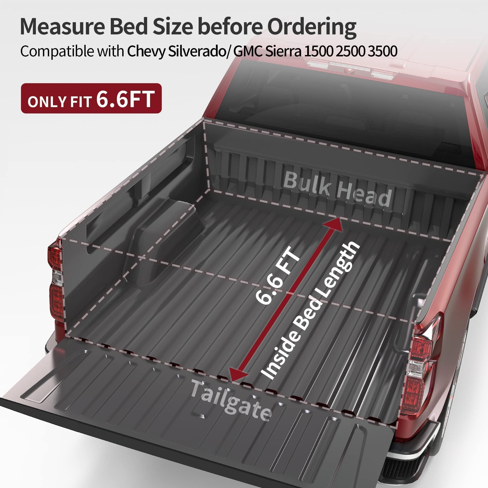 Oedro Soft Tri-Fold Truck Bed Tonneau Cover Fits For Chevy Silverado 1500 / Gmc Sierra 1500 (2019 Legacy/Limited Only) 2014-2019