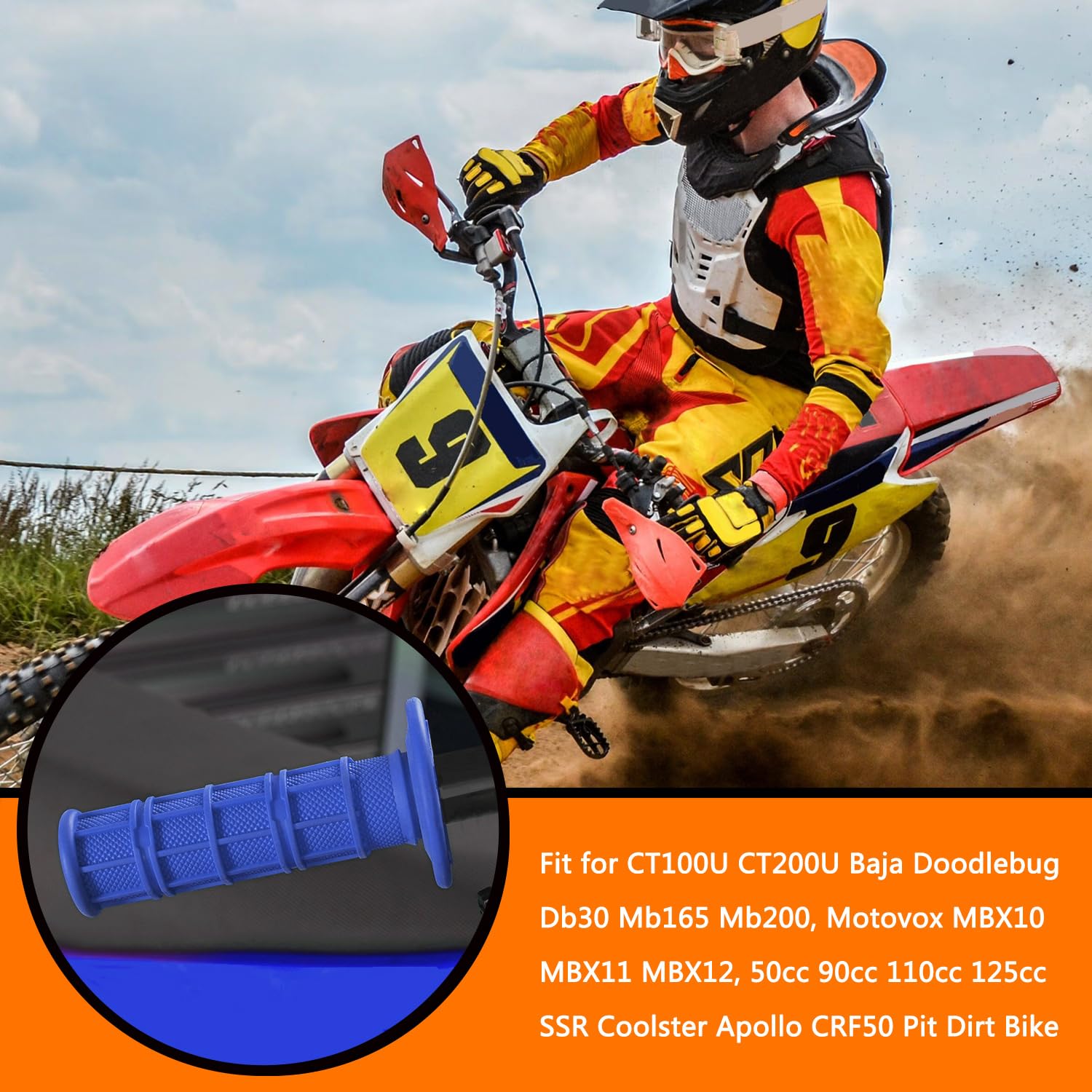 Holato 22Mm 7/8 Throttle Handle Grips Cable Clamp On Off Switch For Coleman Ct100U Ct200U Baja Doodlebug Db30 Mb165 Mb200 50Cc 90Cc 110Cc 125Cc Ssr Coolster Apollo Crf50 Pit Dirt Bike (Blue)