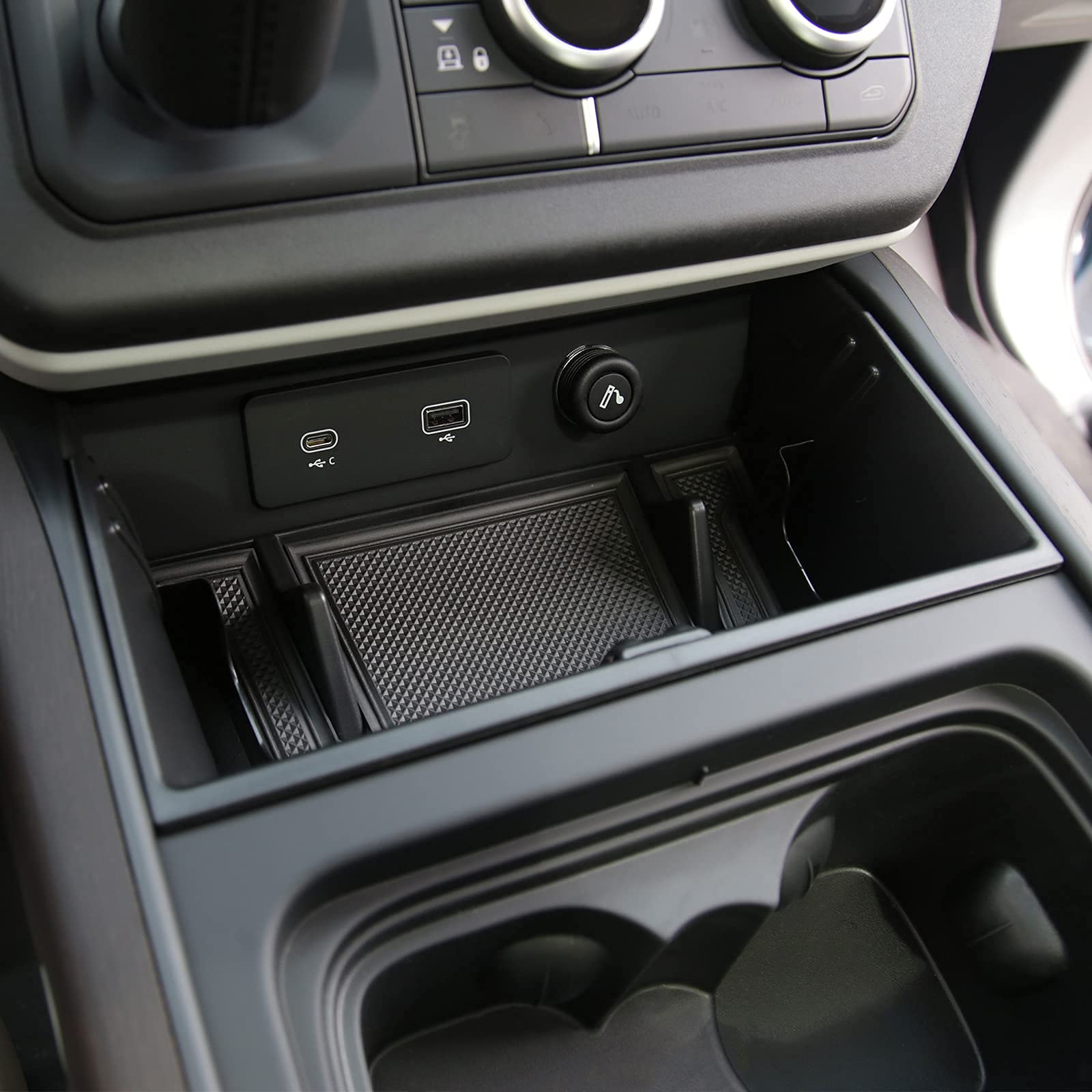 YEVEDUO for Land Rover Defender 90 110 130 Accessories 2020-2024 Center Console Organizer Tray Storage Box with Phone Slot, Glas