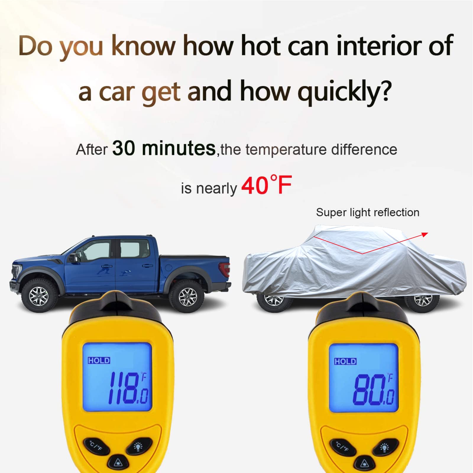 Seazen Car Cover 6 Layers, Waterproof Truck Car Cover, Snowproof/Uv Protection/Windproof, Universal Car Covers Breathable Fabric