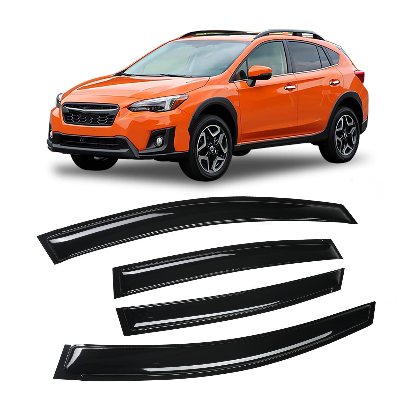 Arokzn 4 Pieces Smoke Tinted Tape-On Side Window Visor Deflectors Rain Guards Designed for 2018-2023 XV Crosstrek 2017-2022 Impr