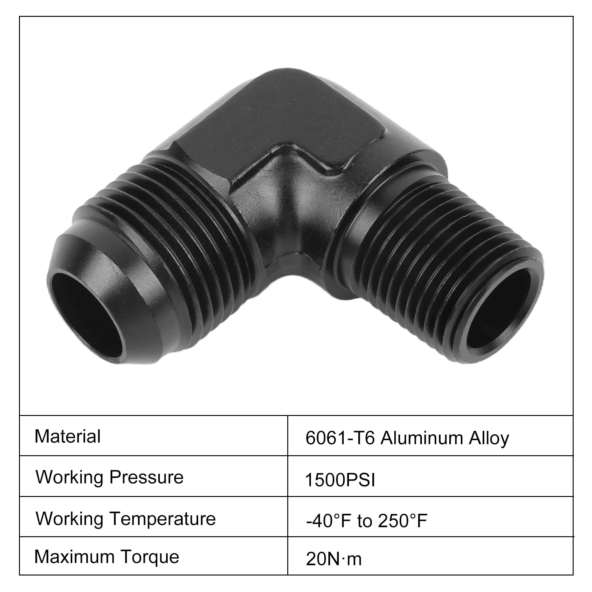Evil Energy 12An Male Flare To 1/2'' Npt Pipe 90 Degree Fitting Adapter Aluminum Black