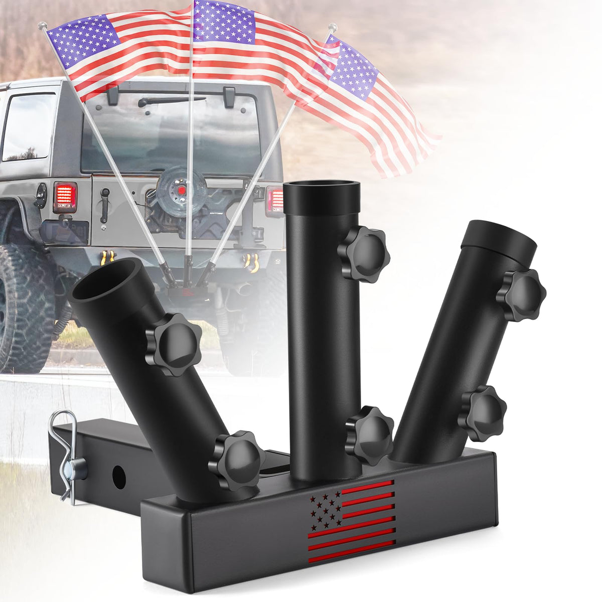 Gadfish Trailer Hitch Flagpole Mount, Two Mounting Options Us Flag Hitch Mount, Universal Flag Hitch Mount For All 2'' Receiver,