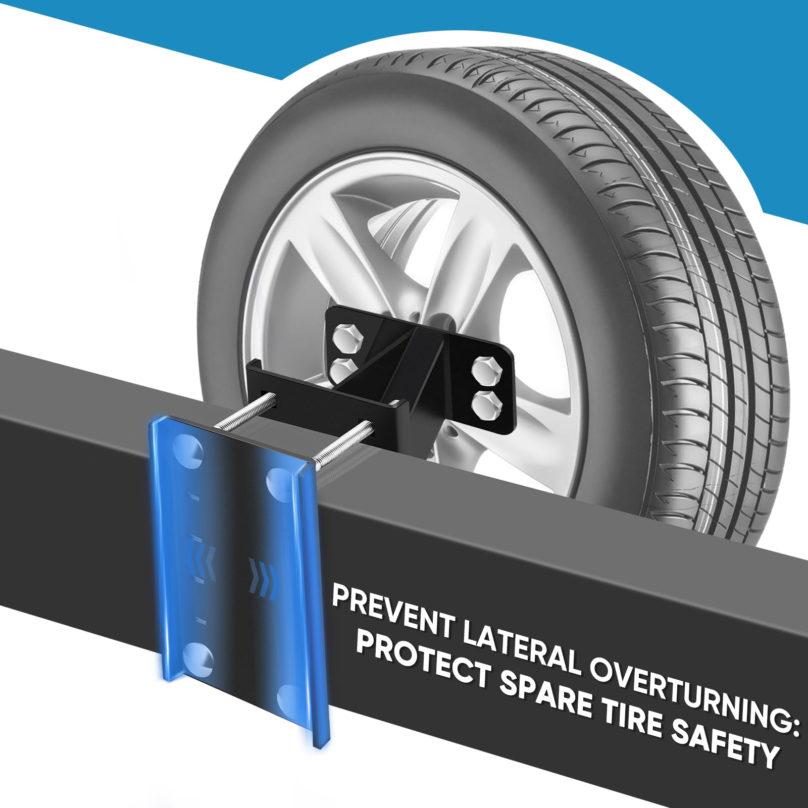 Spare Tire Carrier,Gadfish Spare Tire Mount Boat Trailer Carrier Bracket,Heavy Duty Lock Holder,Fits 4 & 5 & 6 Lugs Trailer Wheels On 4', 4.5'', 4.75'', 5'' And 5.5'' Bolt Patterns,Holds Up To 150 Lbs