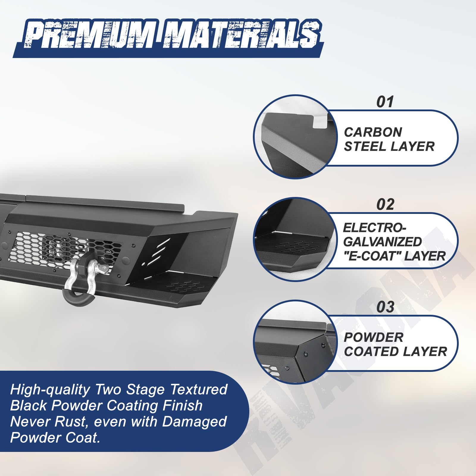 Hawkley F150 Rear Bumper With Led Light For 2015 2016 2017 2018 2019 2020 Ford F-150 Pickup (Excluding Raptor), Rock Crawler Bac