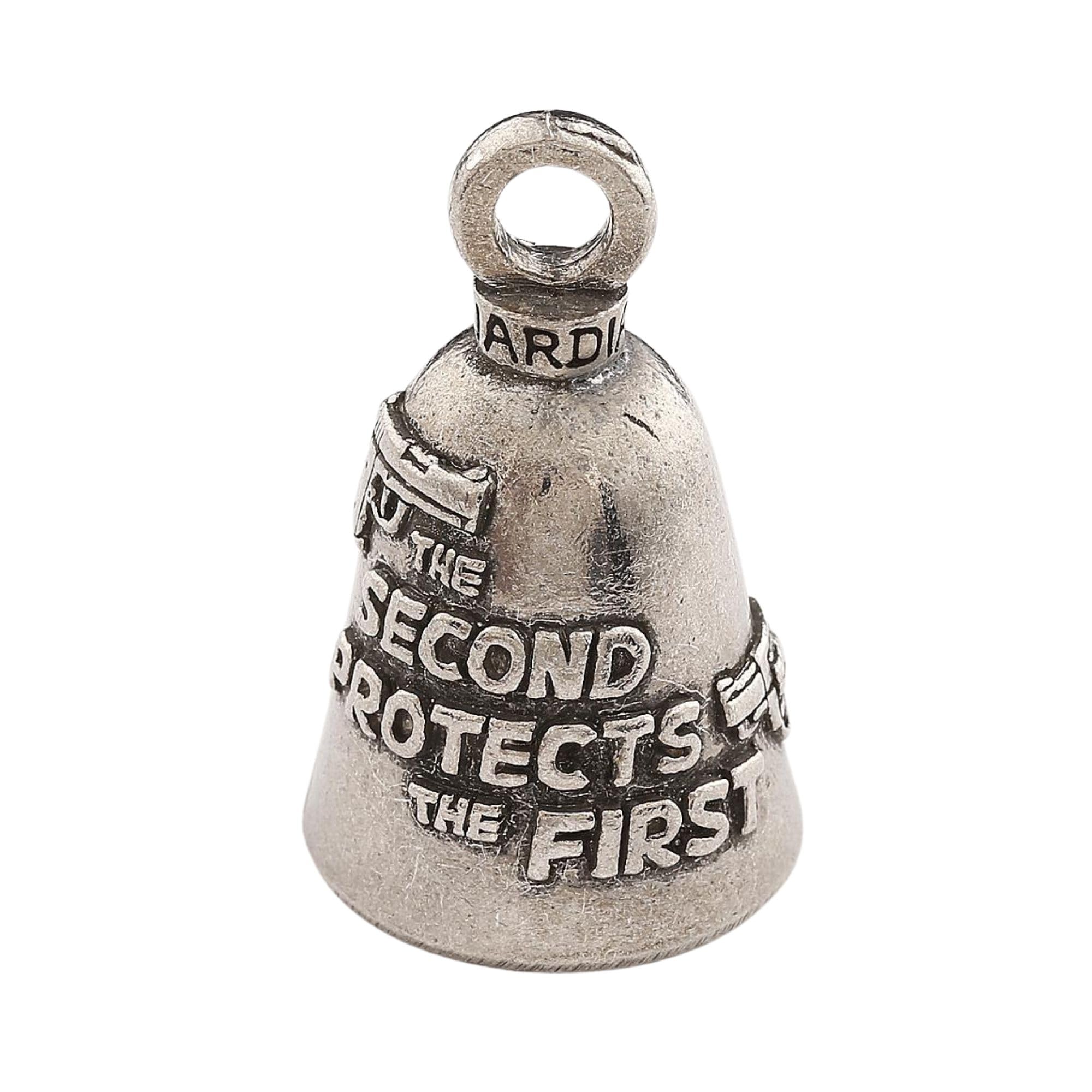 Guardian Bell Second Amendment Protects Good Luck Bell W/Keyring & Black Velvet Gift Bag | Motorcycle Bell | Lead-Free Pewter | 