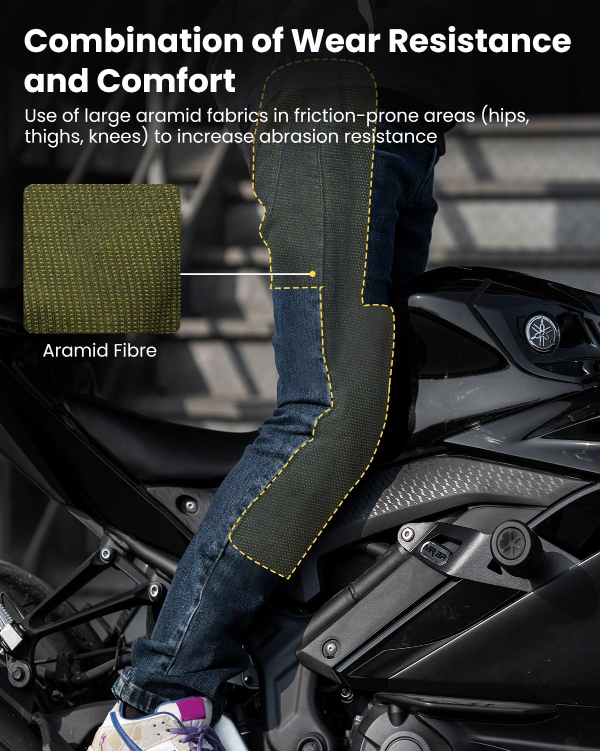 ILM Motorcycle Riding Pants for Men CE Armored Motorbike Jeans Adventure Touring Motocross All Season Model PJN1(Dark Blue)