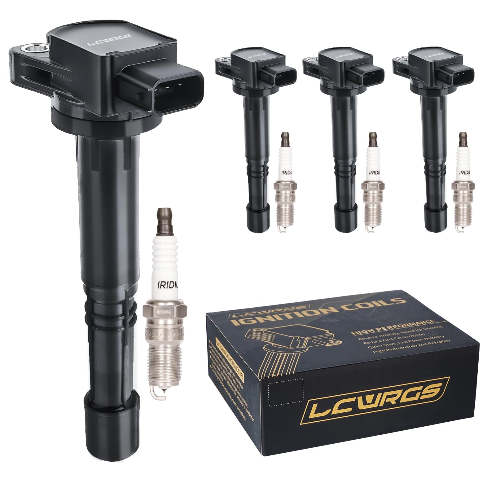 Set Of 4 Ignition Coil Pack Spark Plugs Fits For Honda Accord Crv Civic Si Element Acura Rsx Csx 2002 2003 2004 2005 2006 2007 2008 2009 2.4 2.0 L4 Ignition Coils Spark Plugs Uf311 Uf583 C1382