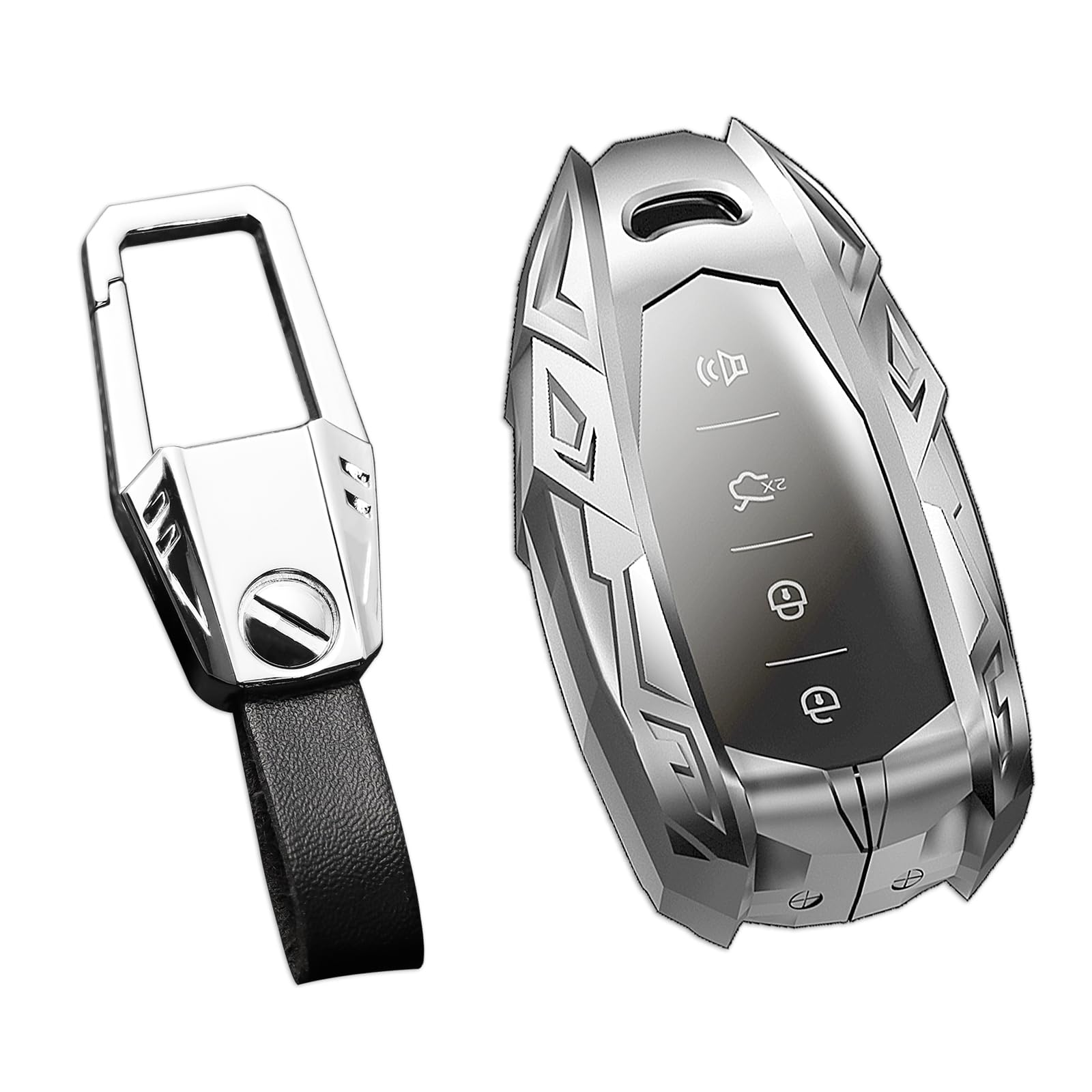 Ocezbiis For Chevrolet Key Fob Cover,Keychain,Zinc Alloy Protection Car Key Shell Case Compatible With Chevy Holder Smart Remote