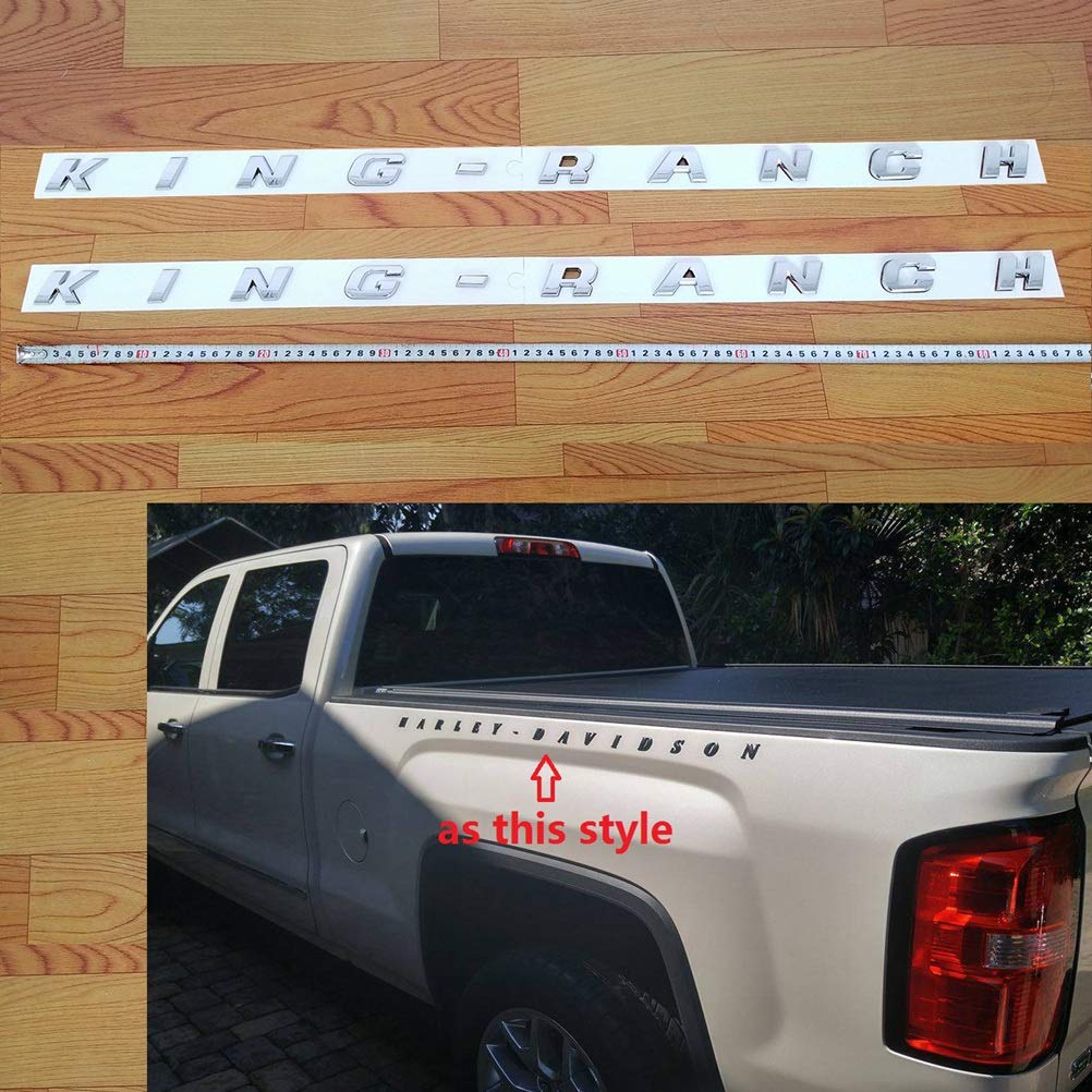 Sanucaraofo 2-Pack Chrome King Ranch Emblems - 3D Logo Badges for Ford F-150, F-250, F-350 Trucks