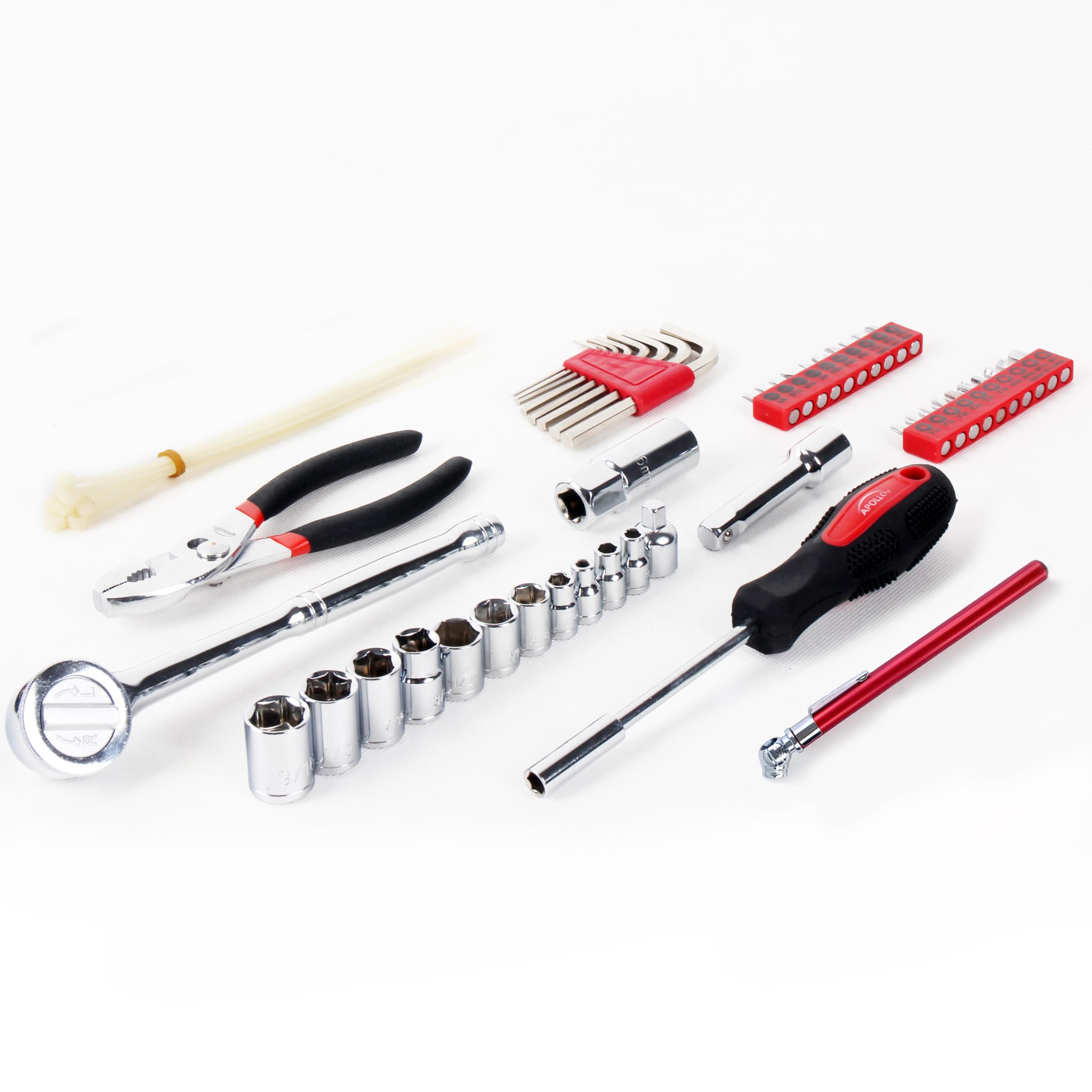 Apollo Tools 56 Piece Compact Metric Auto Tool Set In Zippered Case, Small Mechanic Tool Set For Car, Motorcycle Repair On The R
