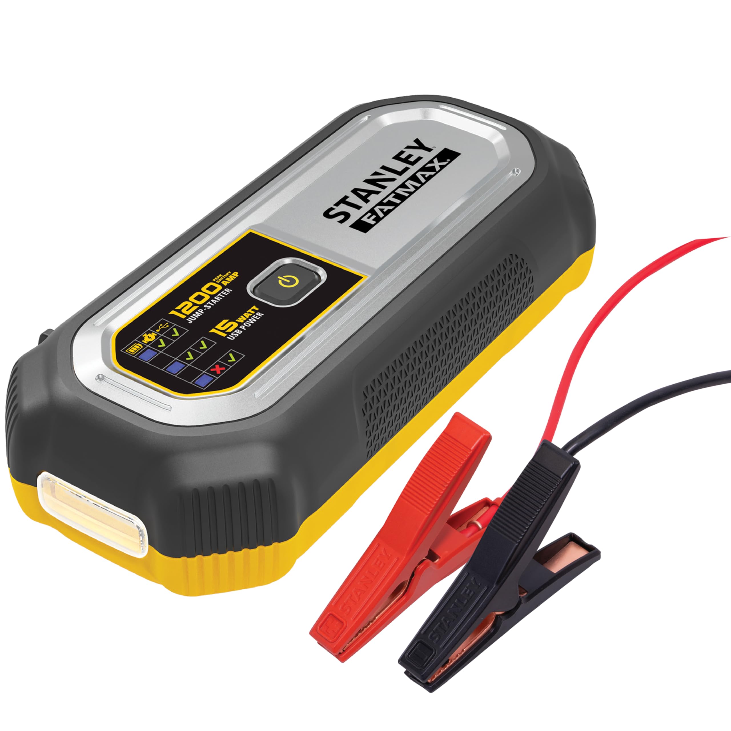 STANLEY LJ12FC 1200A Lithium Jump Starter with 15 Watt USB-A and USB-C Power, Includes Clamps and Carrying Case