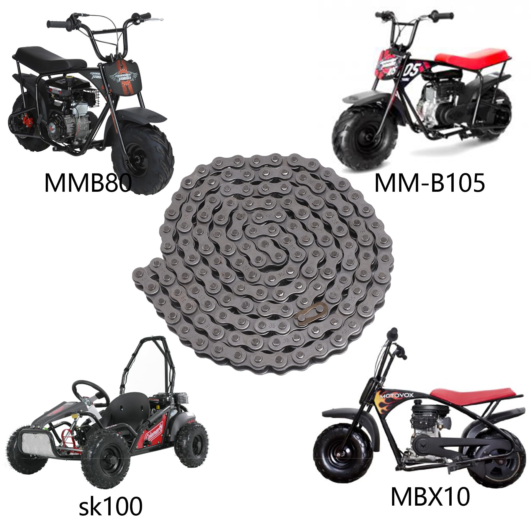 PLAXNS 35 Roller Chain 140 Link+ Chain Breaker, fit for Coleman CT200U CC100x Baja Doodle Bug Blitz Dirt Bug Racer Motor Sports