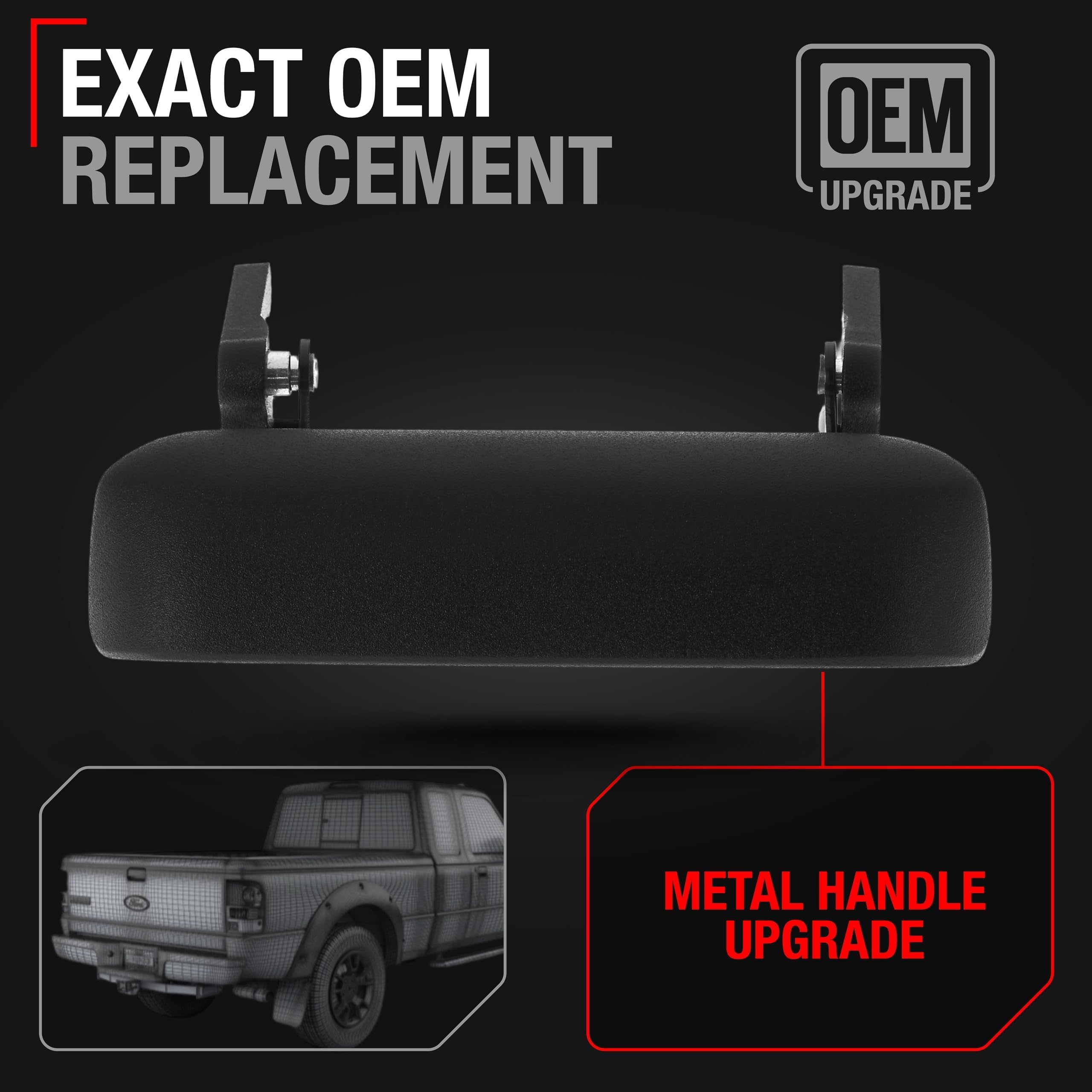 T1A Tailgate Handle Upgraded Metal - Compatible With 1998-2011 Ford Ranger - Textured Black - Oem 1L5Z9943400Aaa, 1L5Z-9943400-A