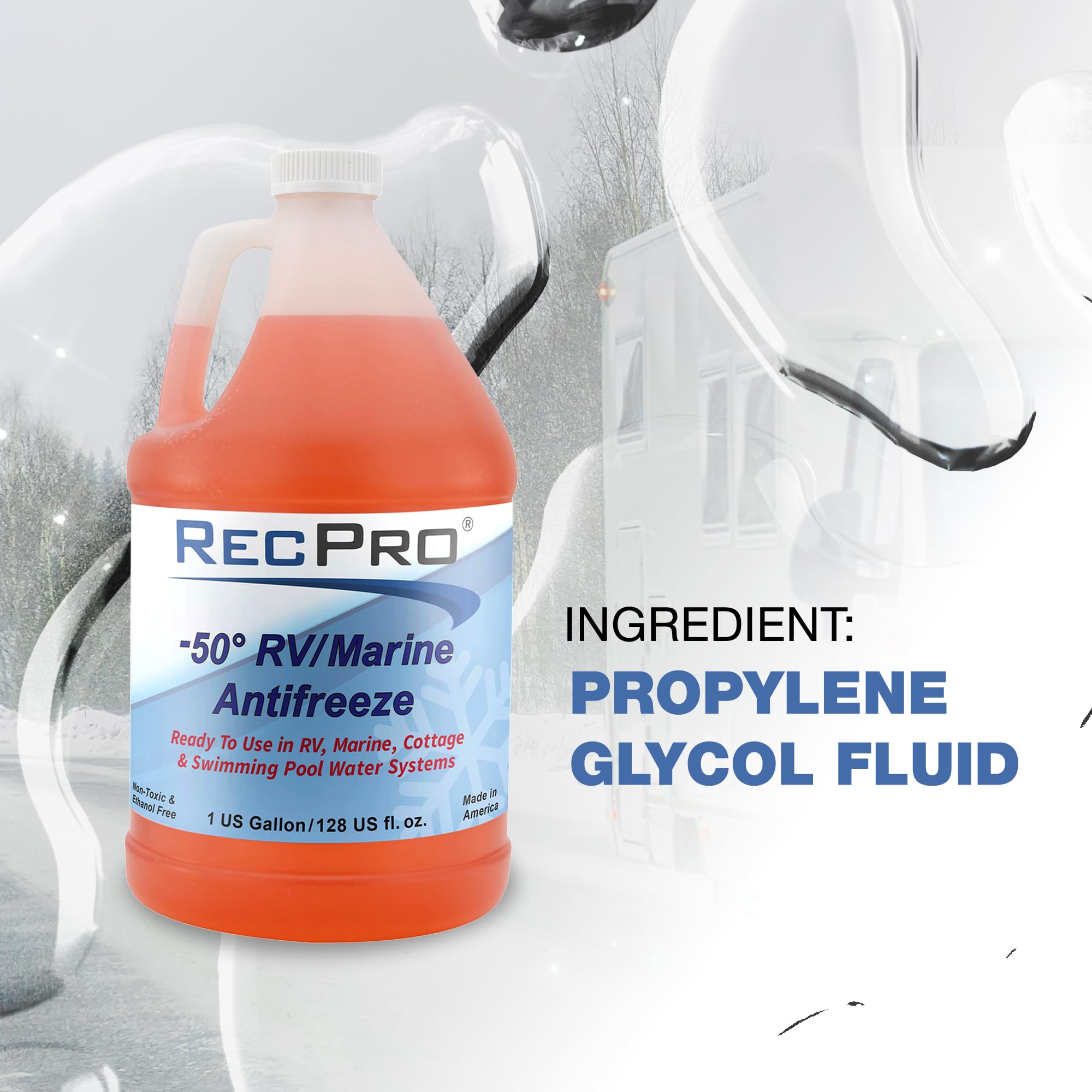 Recpro Ready To Use Rv Antifreeze Fluid For Winterizing Recreational Vehicles And Marine Engine Blocks, -50 Degree Fahrenheit Protection, 1 Gallon