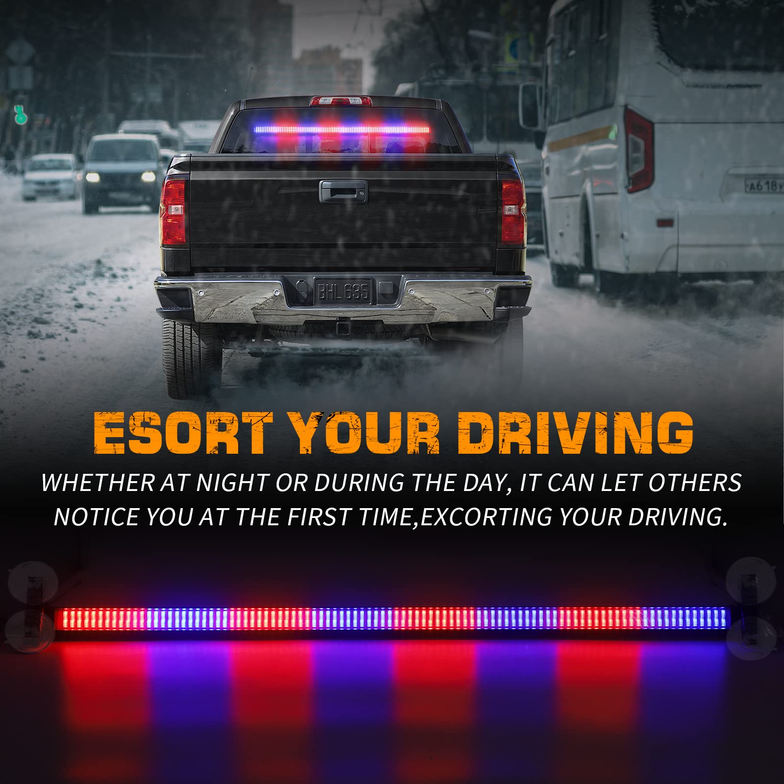 Xridonsen 35 Inch Traffic Advisor Police Light Bar 144 Led Red Blue Police Lights Emergency Strobe Warning Flashing Safety Inter