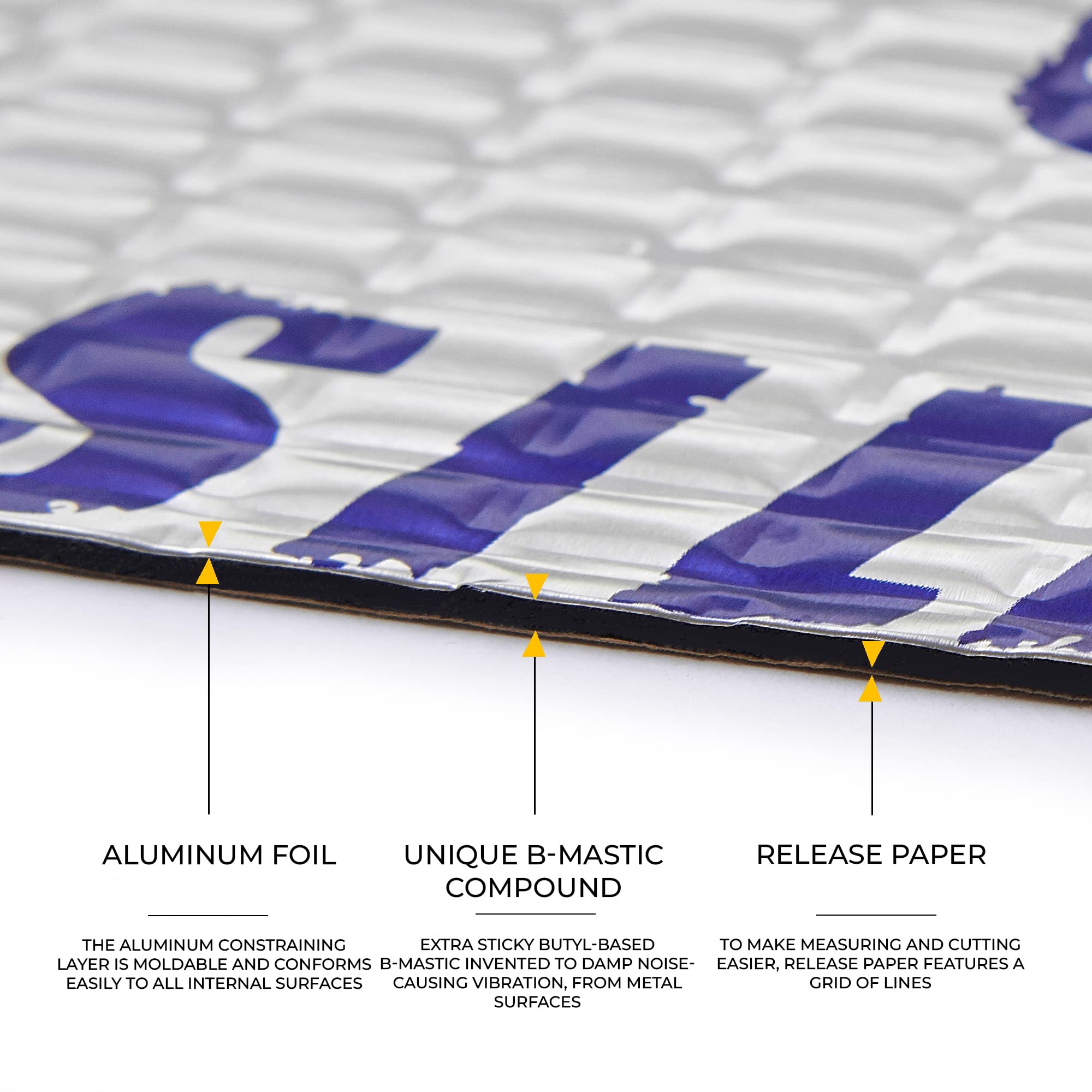 Siless 50 mil (1.3mm) 26 sqft Car Sound Deadening mat - Butyl Automotive Sound Deadener - Noise Insulation and Vibration Dampeni