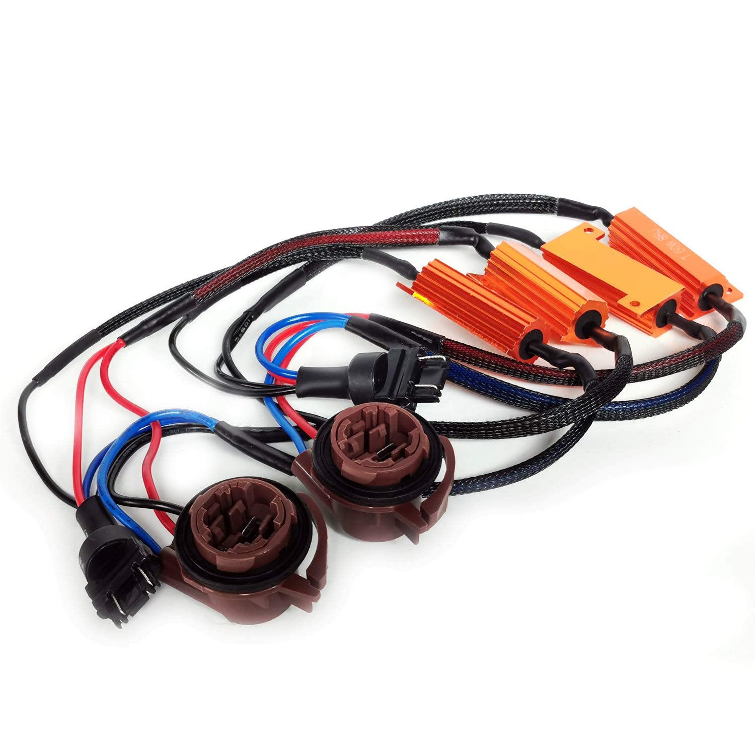 O-Nex 3157 4157 Led Load Resistor Kit 50W 8Ohm Turn Signal Bulb Relay Harness Adapter Anti Flicker Error Decoder Warning Cancell