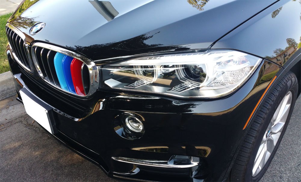 Ijdmtoy Exact Fit M-Color Grille Insert Trims Compatible With Bmw 2014-2018 F15 X5 And 2015-2016 F16 X6 (Does Not Fit 2017 X6) Center Kidney Grill