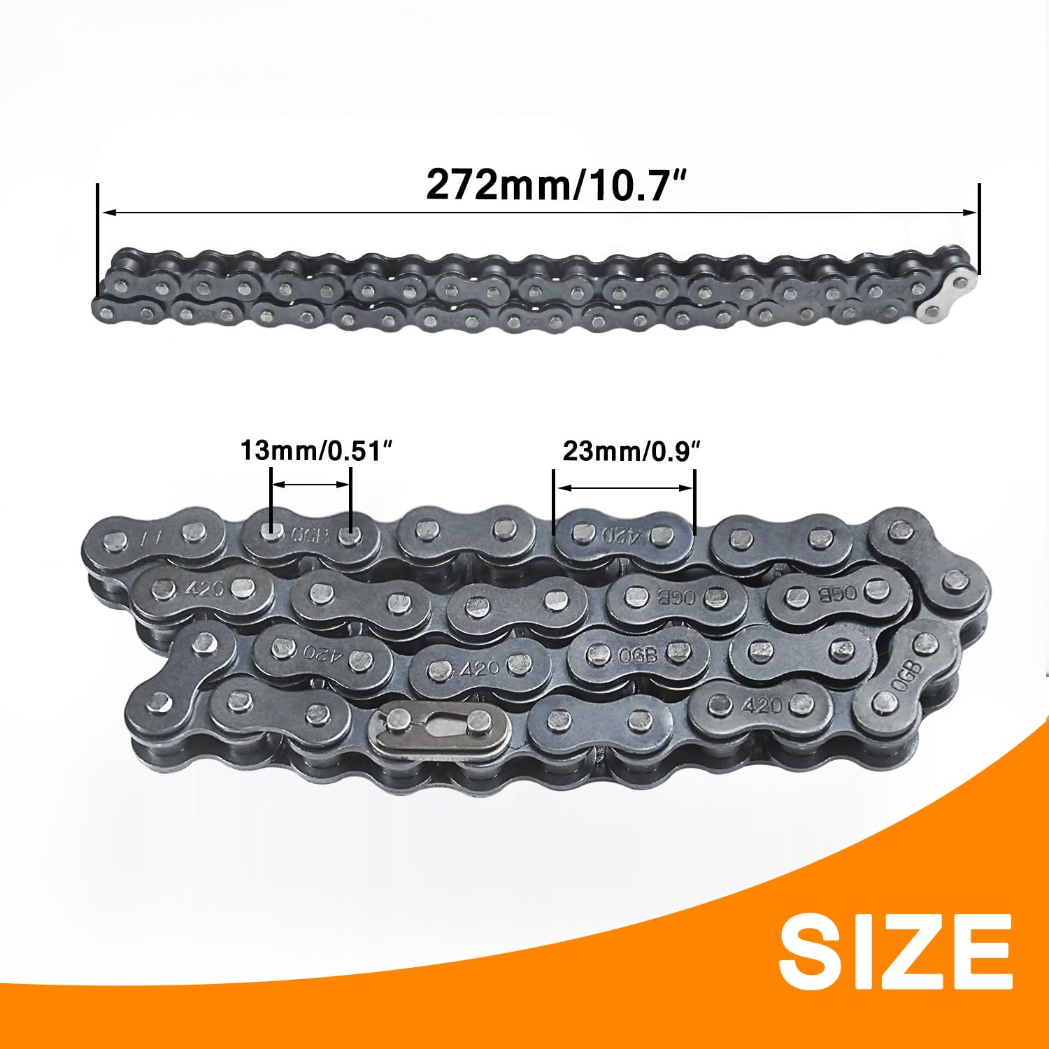 Holato Front #420 Roller Chain 42 Links + Master Link For 196Cc 212Cc 6.5Hp Coleman Ct200U Ct200U-Ex Bt200X Baja Warrior Hensim