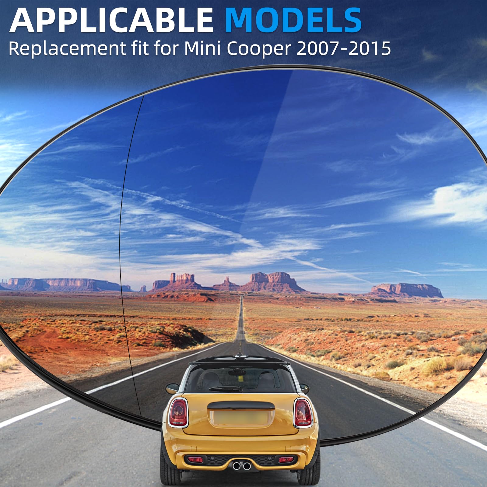 LOIYLLEN Driver Side Mirror Replacement for Mini Cooper 2007 2008 2009 2010 2011 2012 2013 2014 2015 - Left Side Mirror Glass, R