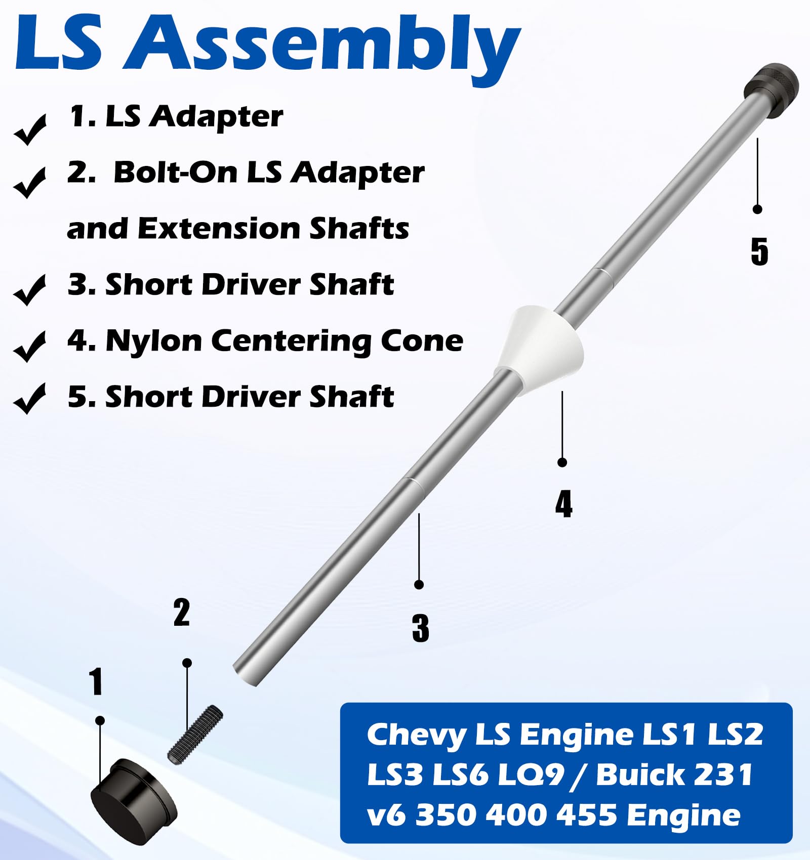 Steel Cam Bearing Installation Removing Tool for Installation & Removal Chevy LS Engine LS1 LS2 LS3 LS6 LQ9 / Buick 231 v6 350 4