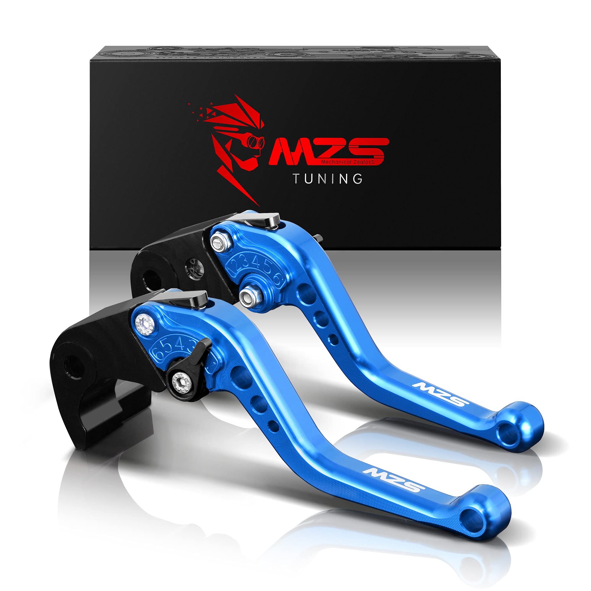 Mzs Blue Motorcycle Brake Clutch Levers Short Adjustable Cnc Compatible With Z900 17-24 / Z650 Z650Rs Ex650 Er6F 17-25 / Vulcan