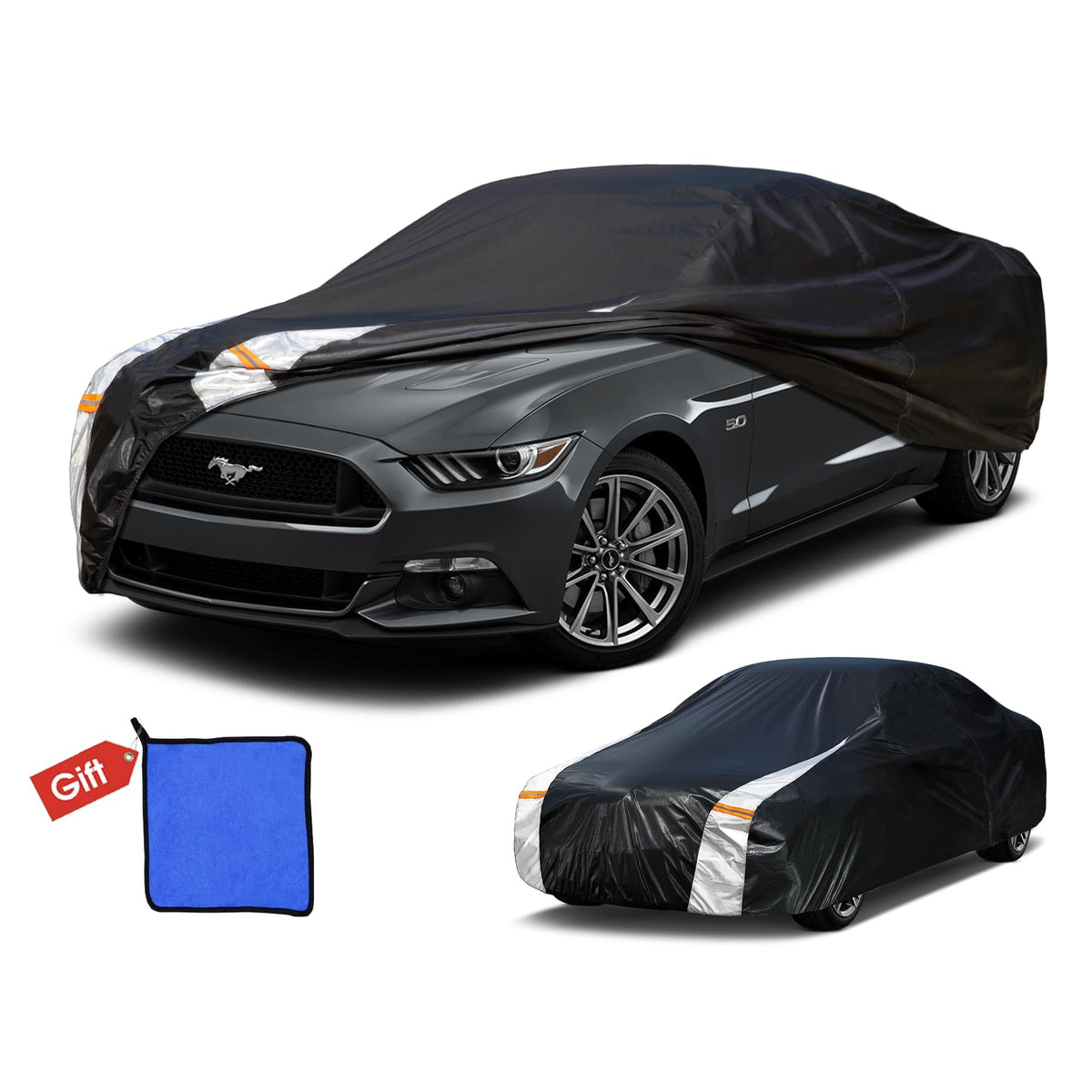 [2025 Upgrade] 10-Layer Waterproof Car Cover. See Vehicle Size-Chart for Accurate Fit. All Weather Full Outdoor Covers. Ford Mus