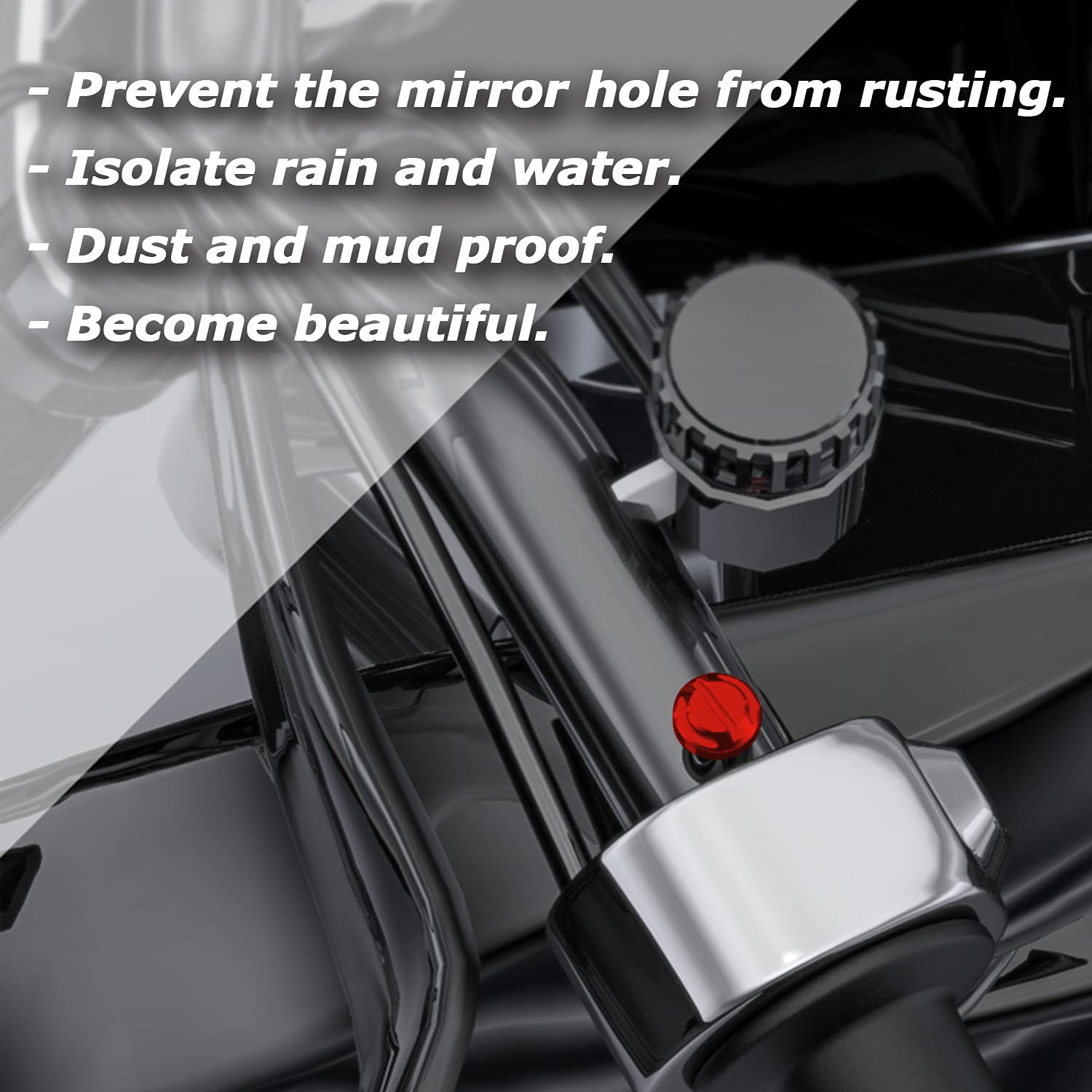 Averzella 4Pcs Motorcycle Red Mirror Hole Plugs 2 Regular+2 Reverse M8X1.25 (Red, M8>2 Regular + 2 Reverse)