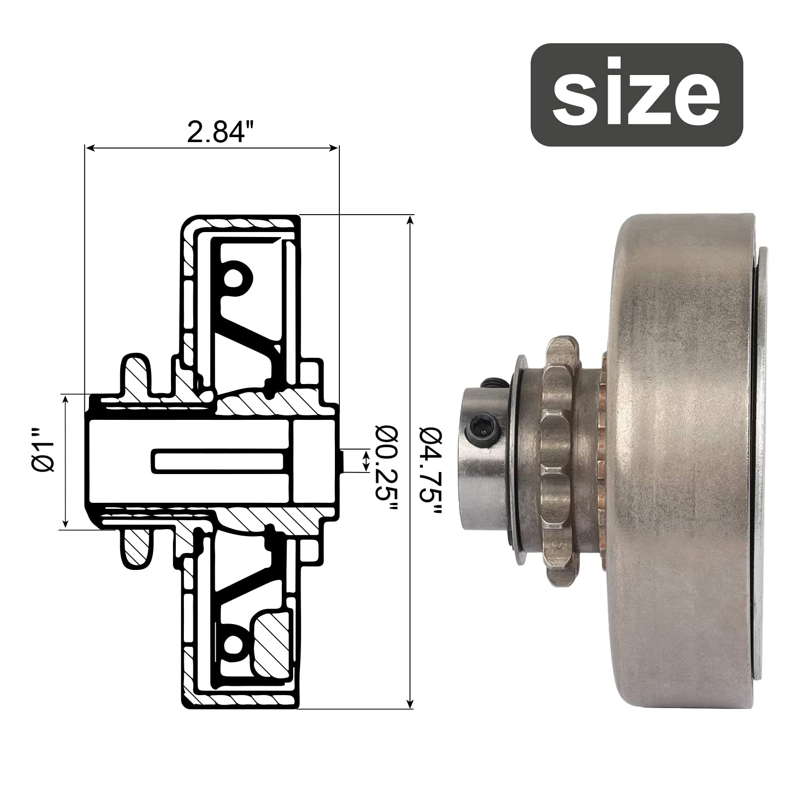 BATONECO 1'' Centrifugal Clutch 1 Inch Bore 14 Tooth with #40/41 420 Chain for Go Karts Mini Bike Lawnmower Heavy Duty Engine Up