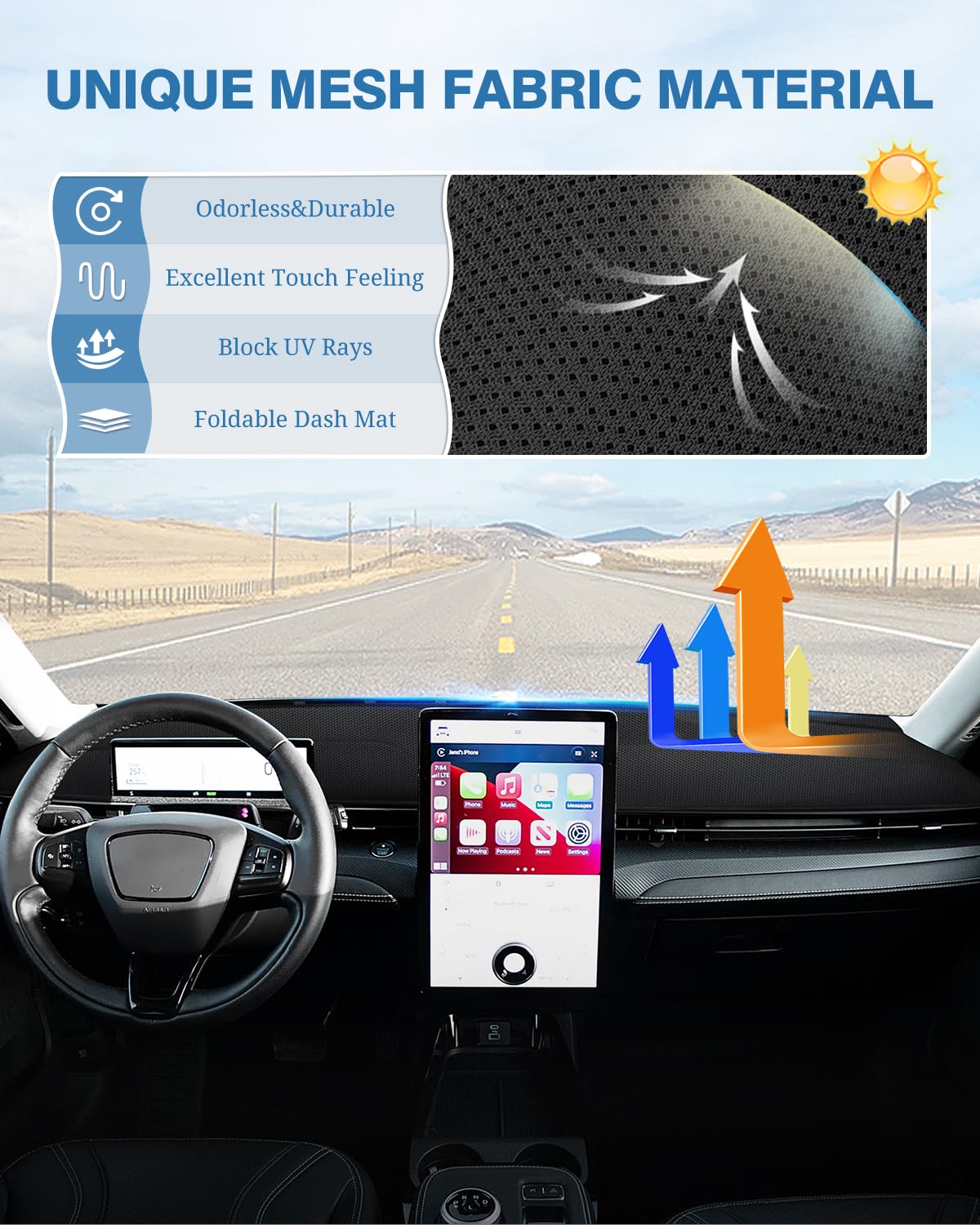 Fiilines Dash Cover Compatible With Ford Mustang Mach E 2021 2022 2023 2024 Dashboard Cover Interior Mach E Accessories Nonslip