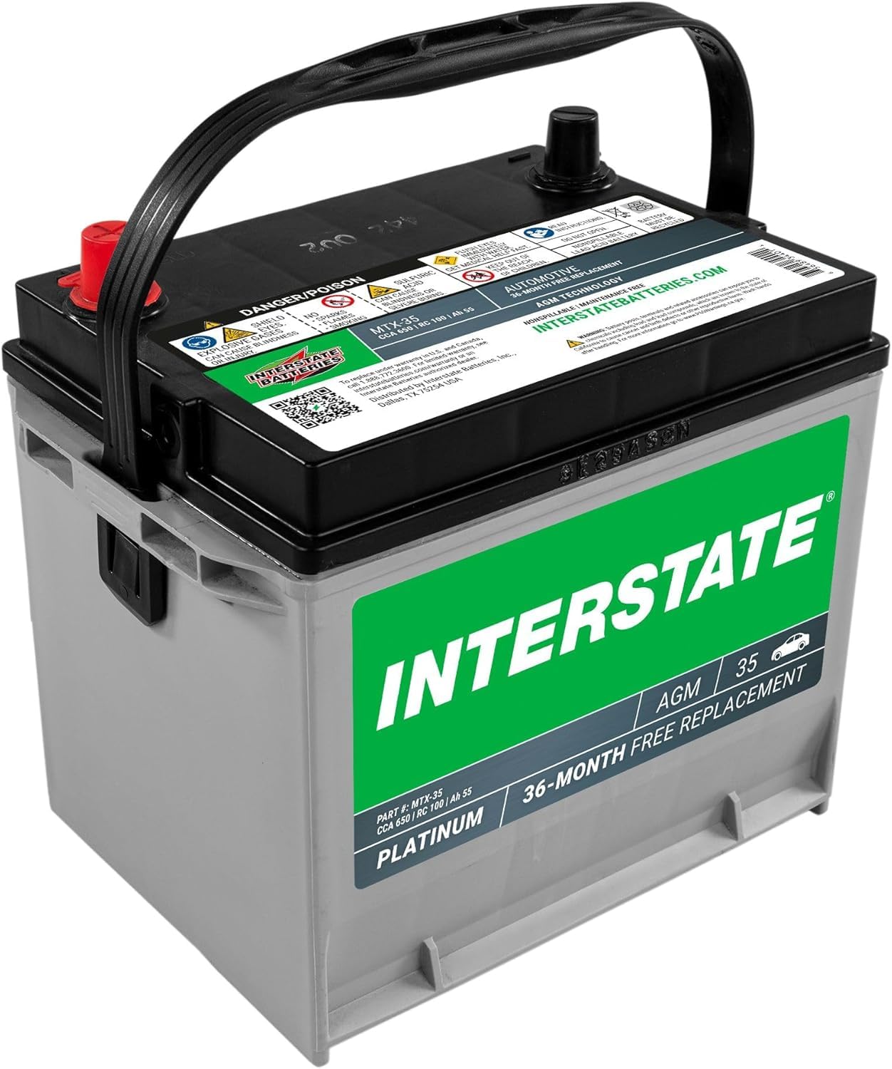 Interstate Batteries Automotive Battery 12V 55Ah (Group Size 35) 650CCA SLI AGM Auto Battery Replacement for Cars, SUVs, Sedans,