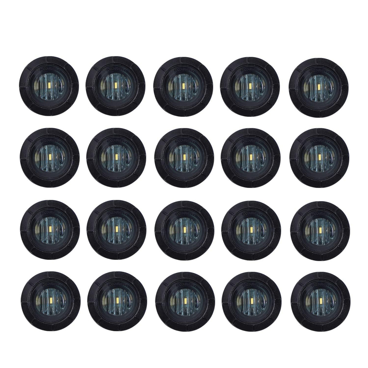 Tmh (Pack Of 20) 3/4 Inch Smoked Lens White Led Dc 12V Round Side Marker Light Indicator Clearance Lamp Bullet Shape Universal F