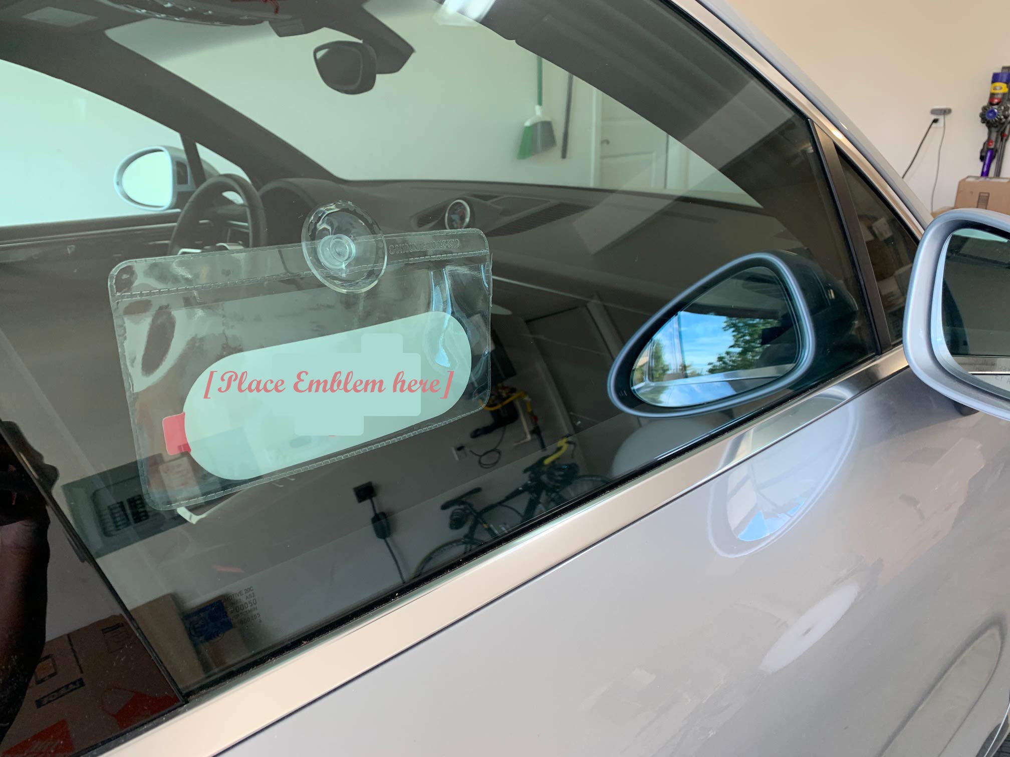 AS PRO Rideshare Emblem/Parking Permit Holder with Pocket and Strong Suction Cup (8 x 4)