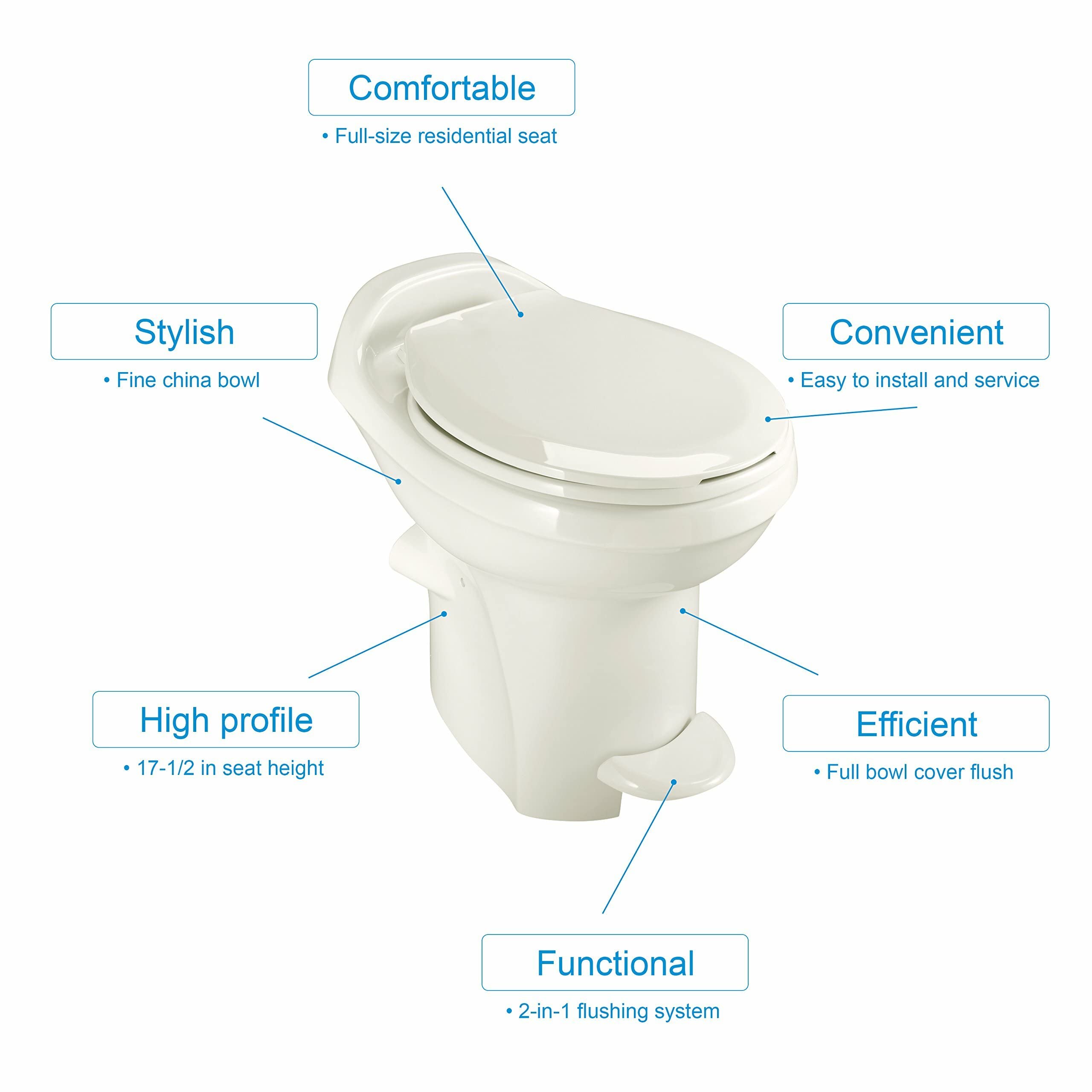 Thetford 34430 Aqua Magic Style Plus Toilet, High/Bone
