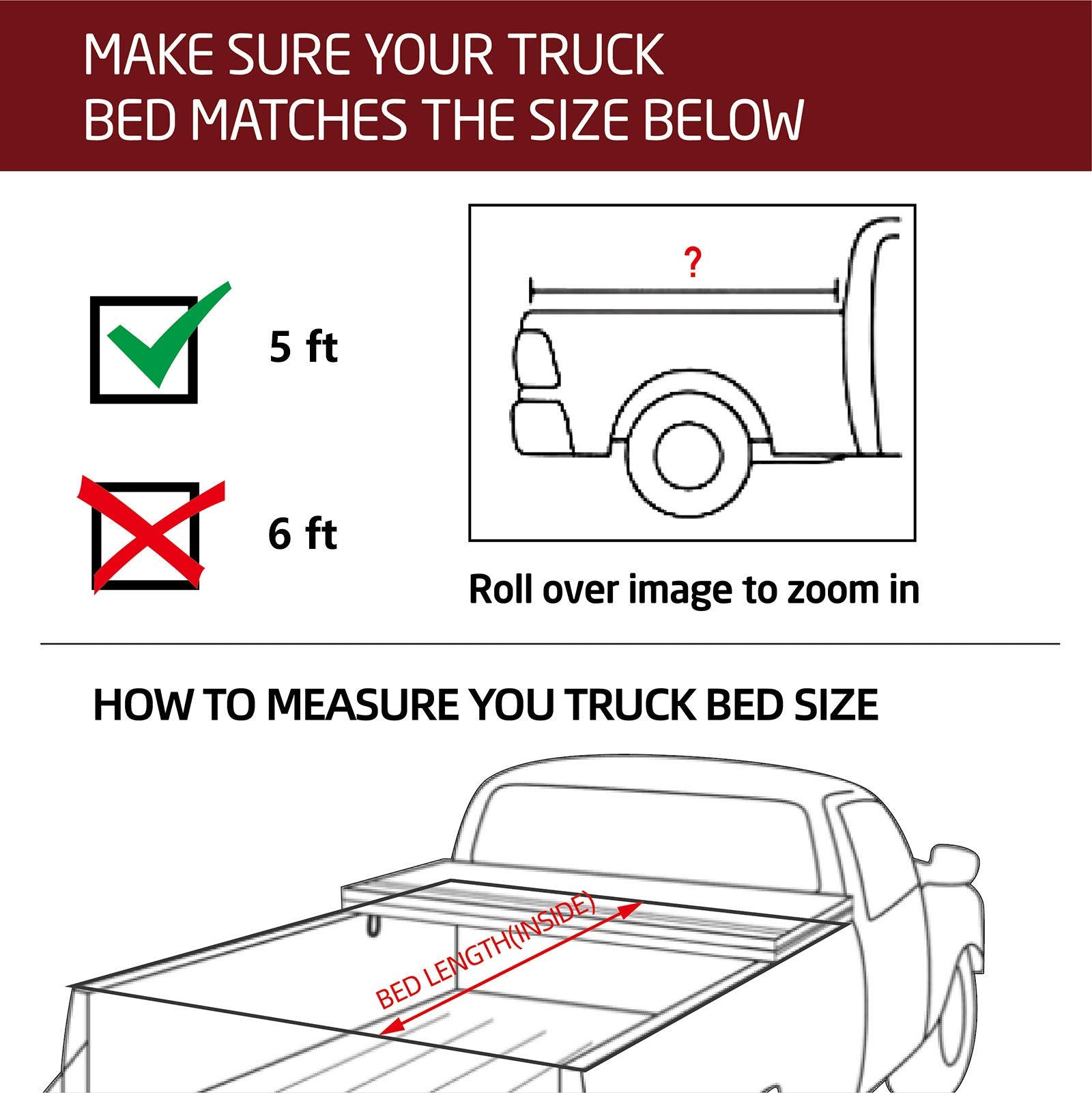 Kikito Hard Tri-Fold Tonneau Cover For 2016-2025 Toyota Tacoma 5Ft Bed (59.8-60.5In) | Waterproof & No-Drill Installation